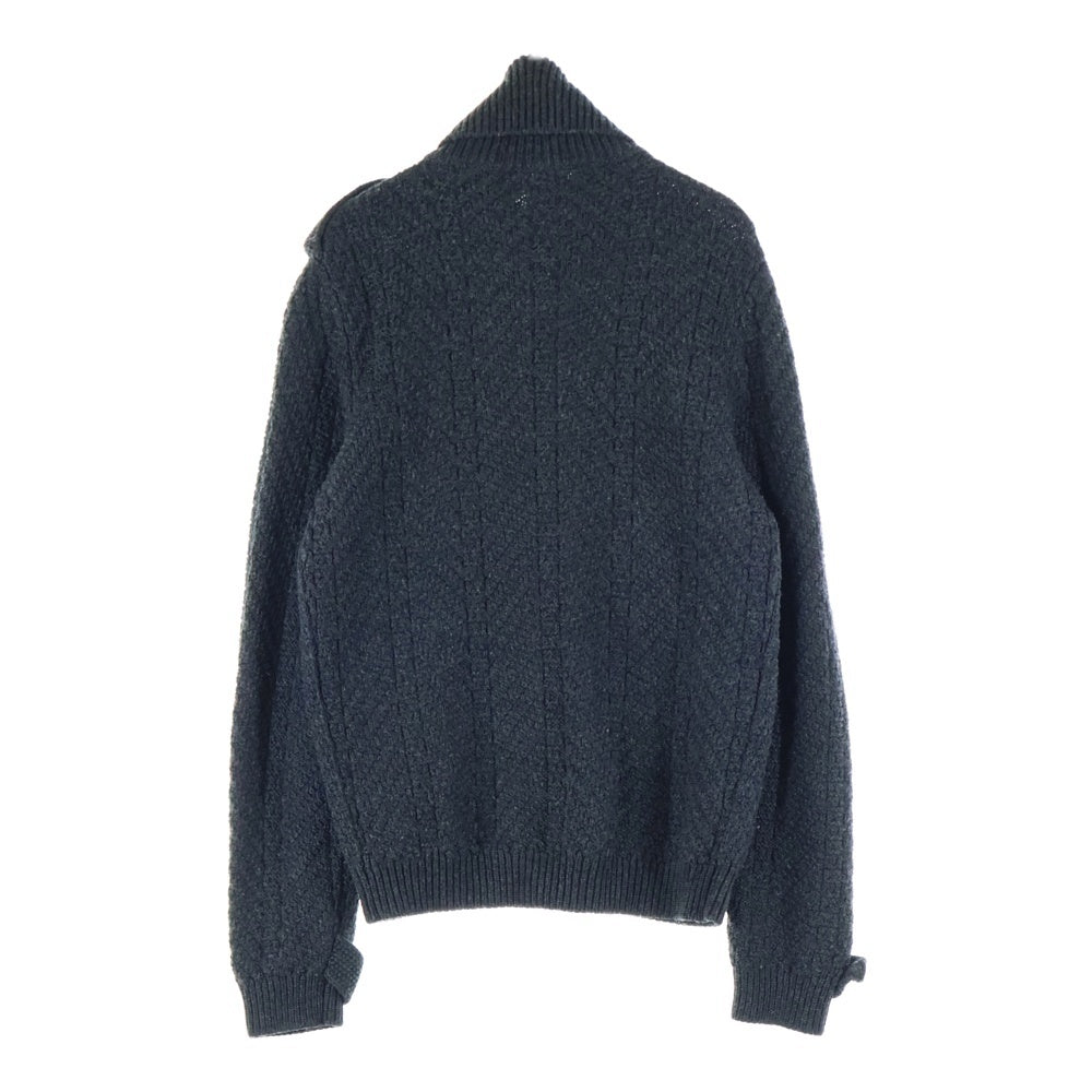GUCCI(グッチ) ロゴボタン ウール ニットジャケット ハイネックセーター グレー 202774