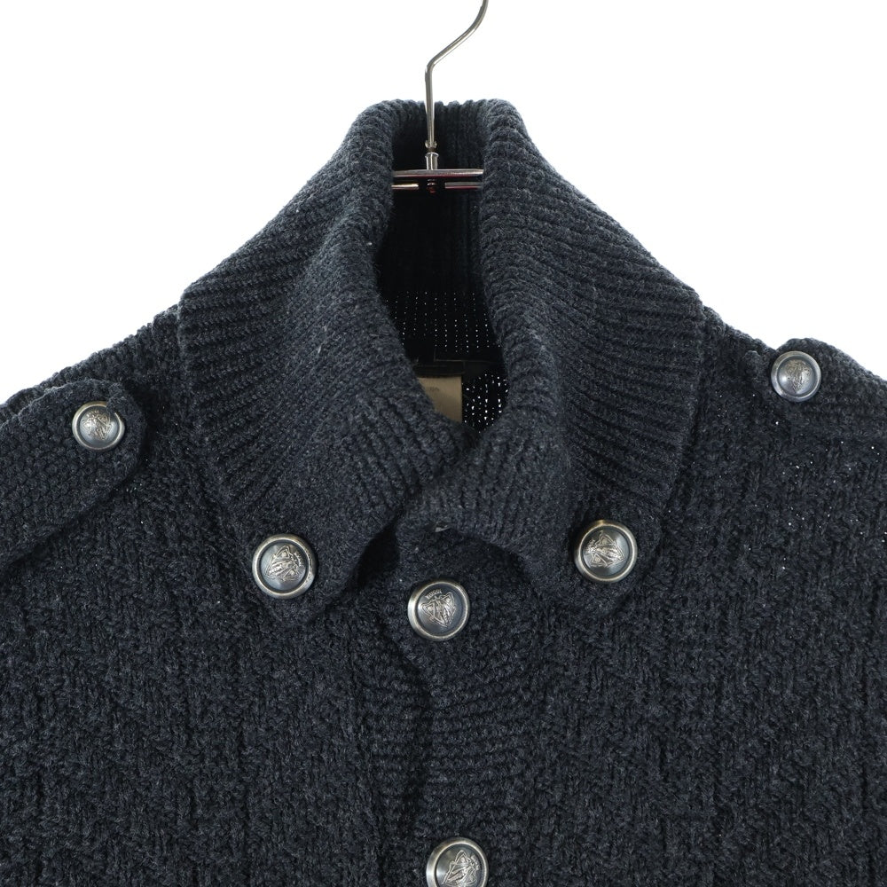 GUCCI(グッチ) ロゴボタン ウール ニットジャケット ハイネックセーター グレー 202774