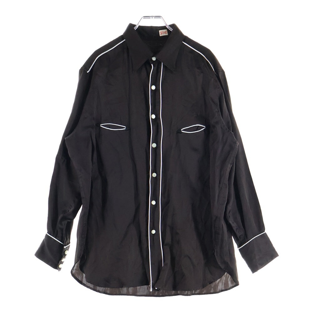 YOUNG & OLSEN(ヤングアンドオルセン) シルク混 長袖ウエスタンシャツ ブラウン Y01601-SH001