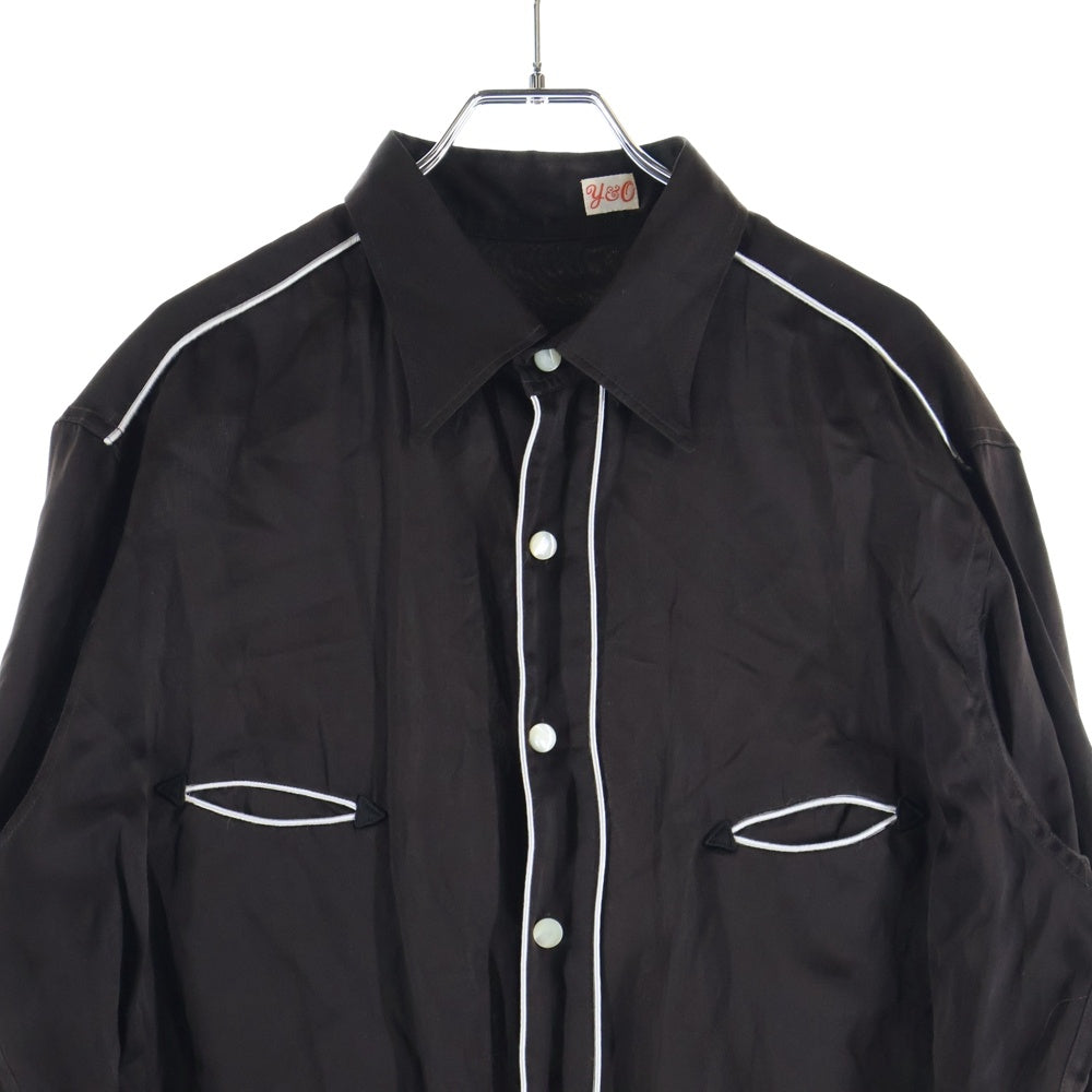 YOUNG & OLSEN(ヤングアンドオルセン) シルク混 長袖ウエスタンシャツ ブラウン Y01601-SH001