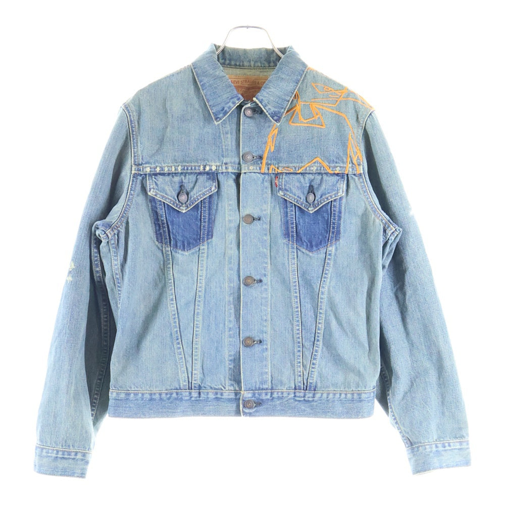 Levi's(リーバイス) ×FUTURA LABORATORIES フューチュラ ラボラトリーズ リメイク エンブロイダリーデザイン バックプリント マルチポケット デニムジャケット インディゴ 70505-02