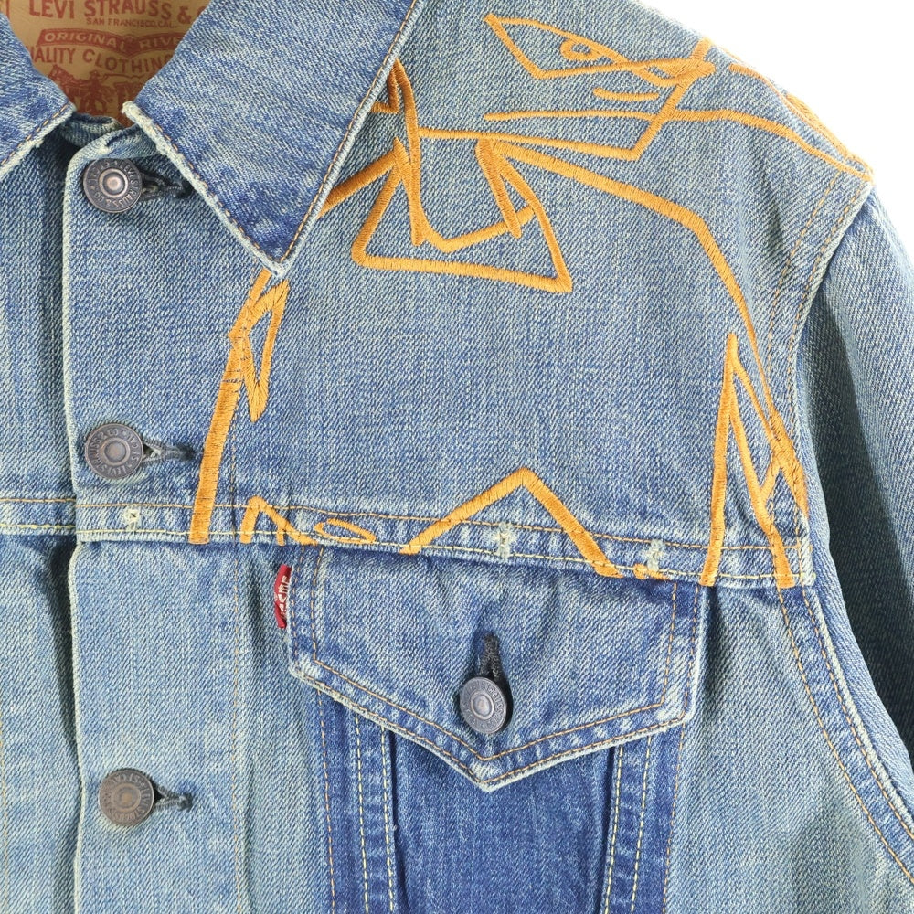 Levi's(リーバイス) ×FUTURA LABORATORIES フューチュラ ラボラトリーズ リメイク エンブロイダリーデザイン バックプリント マルチポケット デニムジャケット インディゴ 70505-02