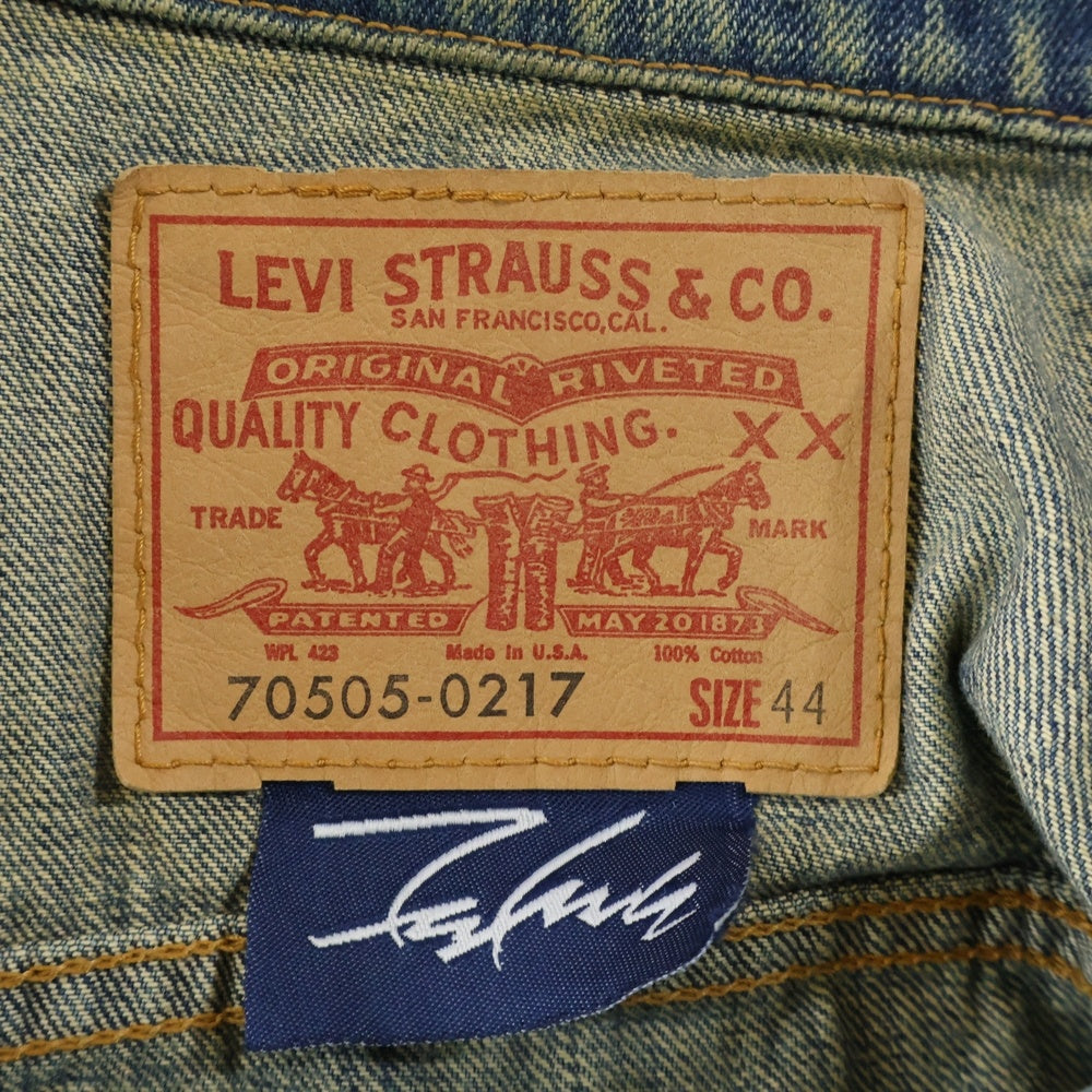 Levi's(リーバイス) ×FUTURA LABORATORIES フューチュラ ラボラトリーズ リメイク エンブロイダリーデザイン バックプリント マルチポケット デニムジャケット インディゴ 70505-02