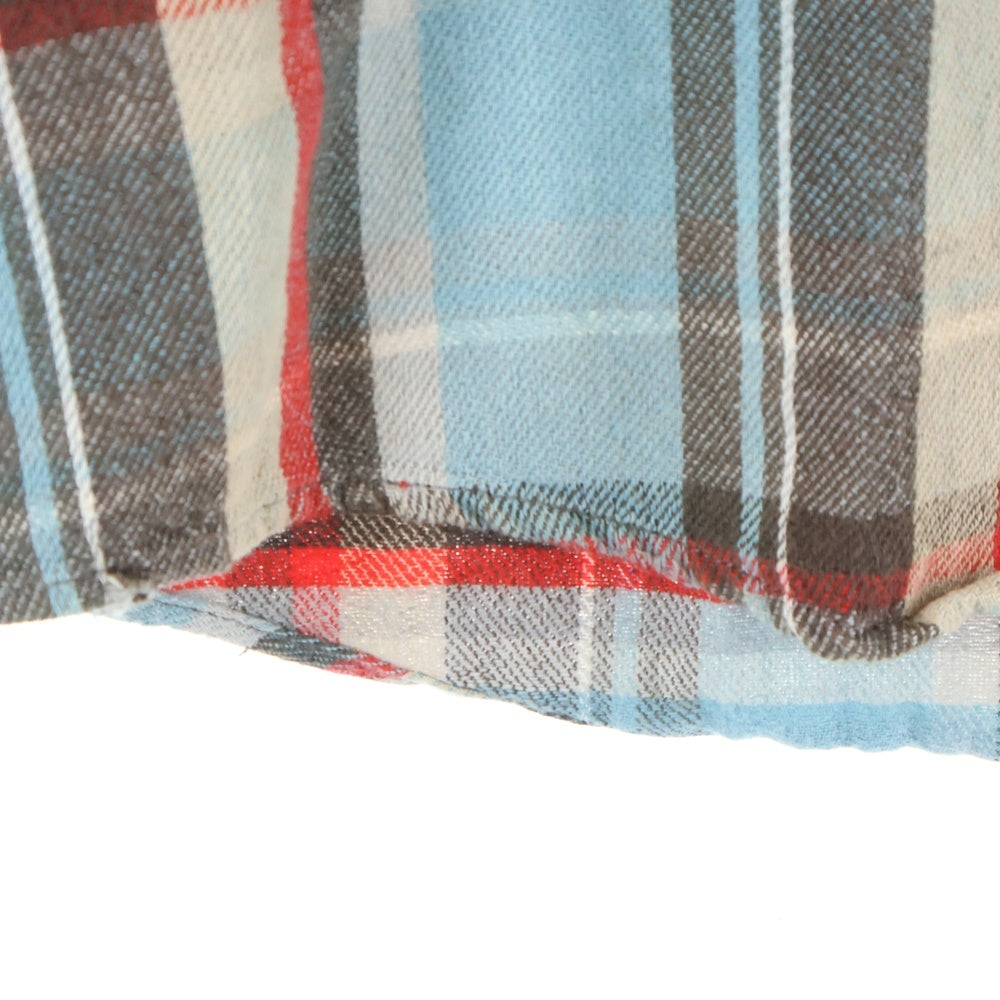SAINT MICHAEL(セントマイケル) 25SS FLANNEL SHIRT CHECK BLUE チェック柄 ヴィンテージ加工 コットン フランネル長袖シャツ ブルー SM-HR8-0000-040