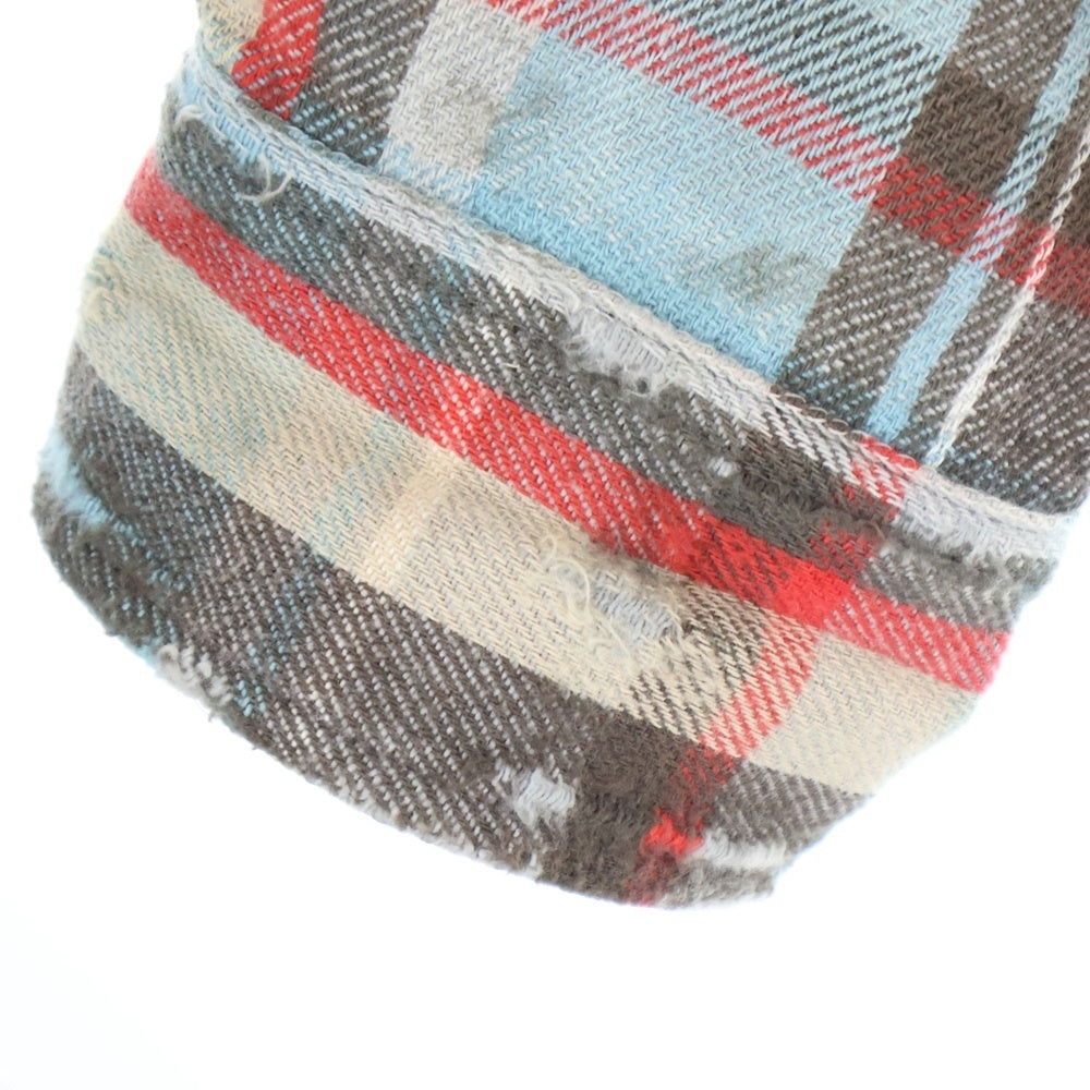 SAINT MICHAEL(セントマイケル) 25SS FLANNEL SHIRT CHECK BLUE チェック柄 ヴィンテージ加工 コットン フランネル長袖シャツ ブルー SM-HR8-0000-040