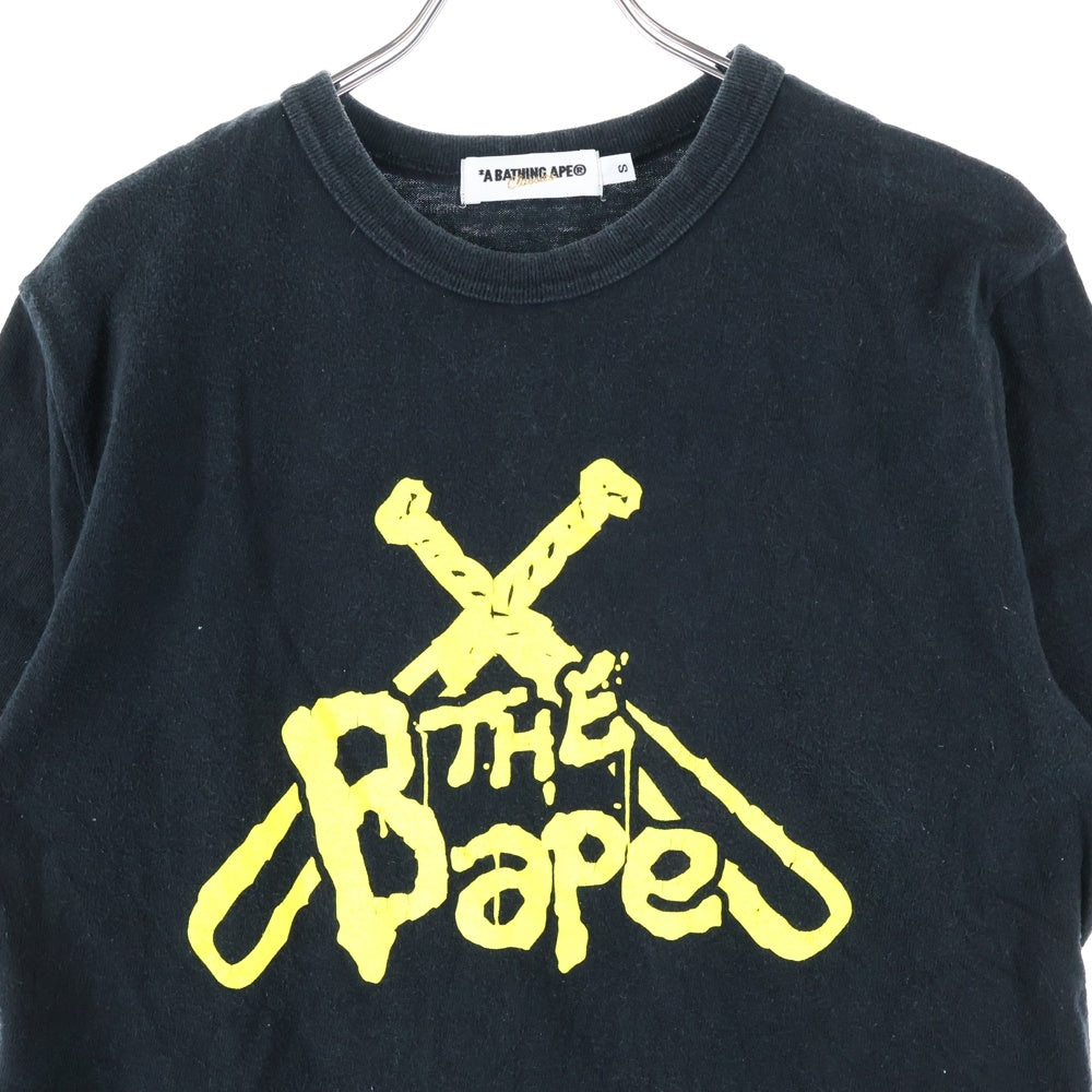 A BATHING APE(アベイシングエイプ) THE BAPE ザ ベイプ フロントロゴデザイン クルーネック カットソー 半袖Tシャツ ブラック