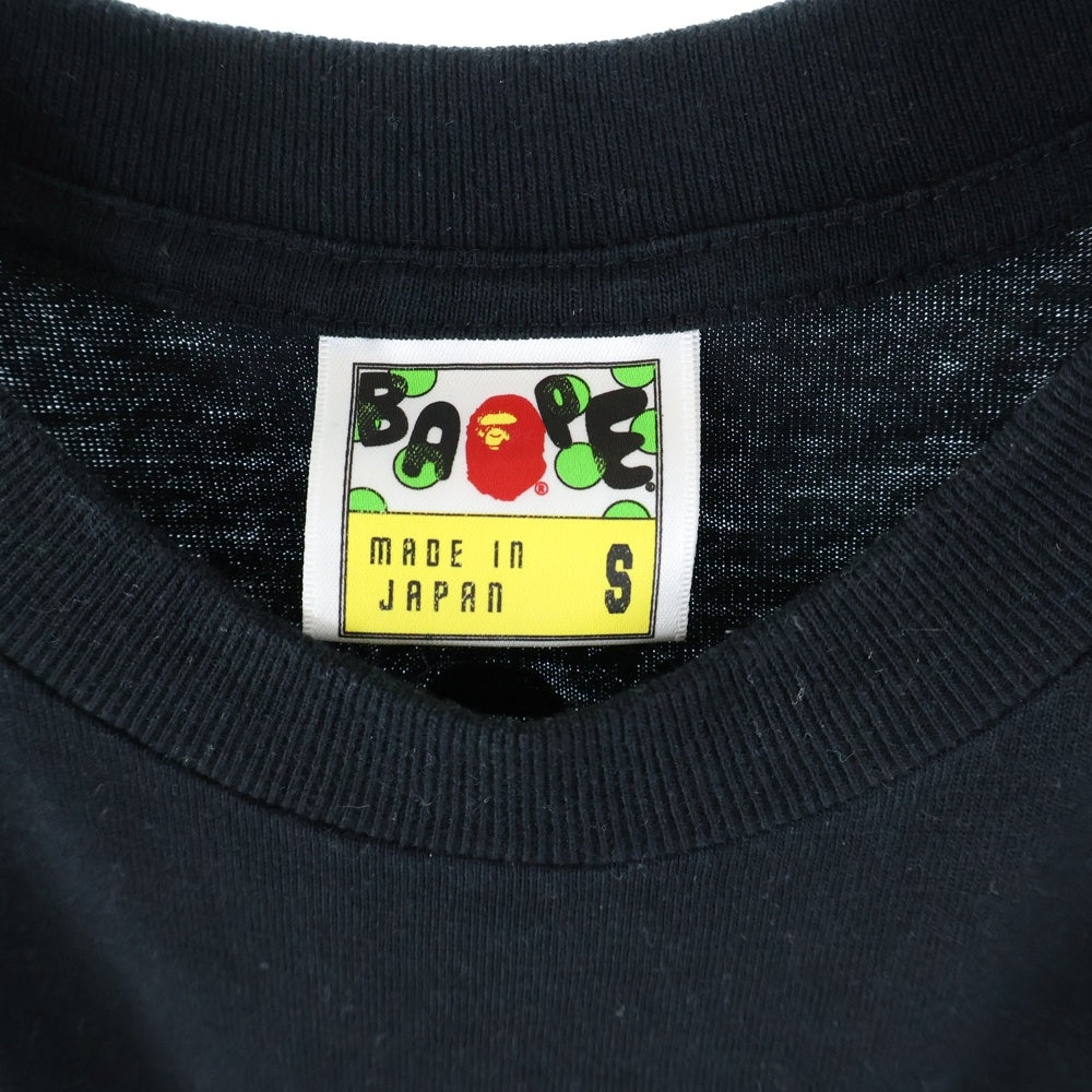 A BATHING APE(アベイシングエイプ) BABY MILO ベイビー マイロ 両面ロゴデザイン クルーネック カットソー 半袖Tシャツ ブラック