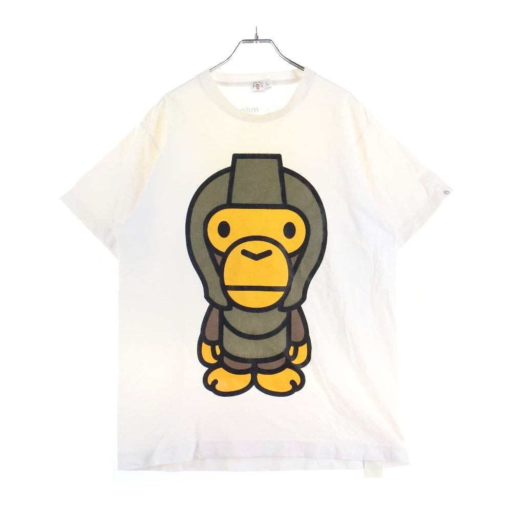 A BATHING APE(アベイシングエイプ) BABY MILO ベイビー マイロ フロントロゴデザイン クルーネック カットソー 半袖Tシャツ ホワイト