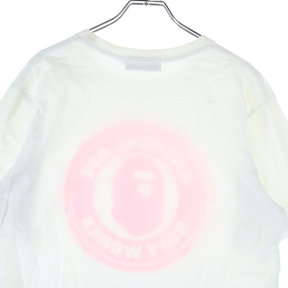 A BATHING APE(アベイシングエイプ) フロントロゴデザイン クルーネック カットソー 半袖Tシャツ ホワイト 001GD9701088