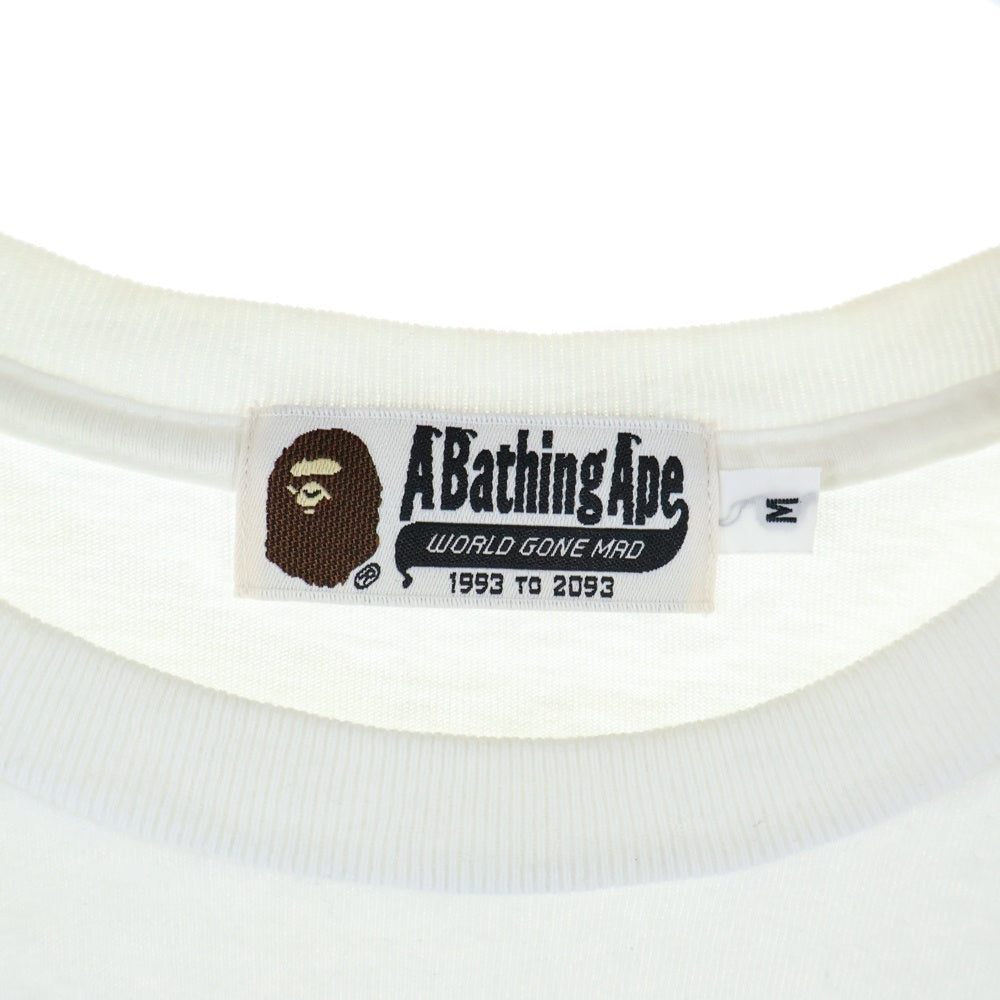 A BATHING APE(アベイシングエイプ) フロントロゴデザイン クルーネック カットソー 半袖Tシャツ ホワイト 001GD9701088