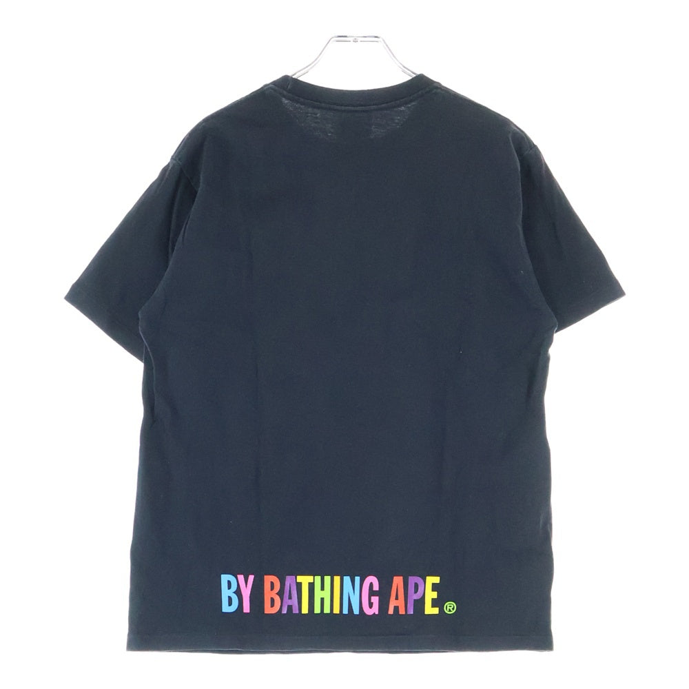 A BATHING APE(アベイシングエイプ) 両面シリコンロゴプリントデザイン クルーネック カットソー 半袖Tシャツ ブラック