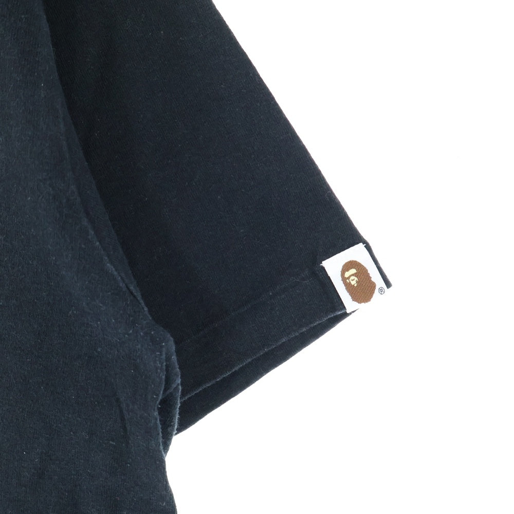 A BATHING APE(アベイシングエイプ) 両面シリコンロゴプリントデザイン クルーネック カットソー 半袖Tシャツ ブラック