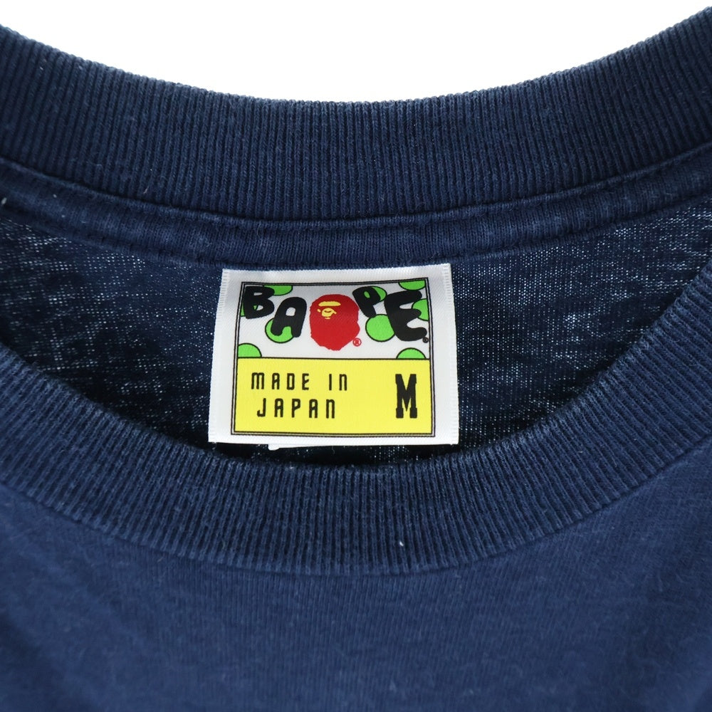 A BATHING APE(アベイシングエイプ) BABY MILO ベイビー マイロ フロントロゴデザイン クルーネック カットソー 半袖Tシャツ ネイビー