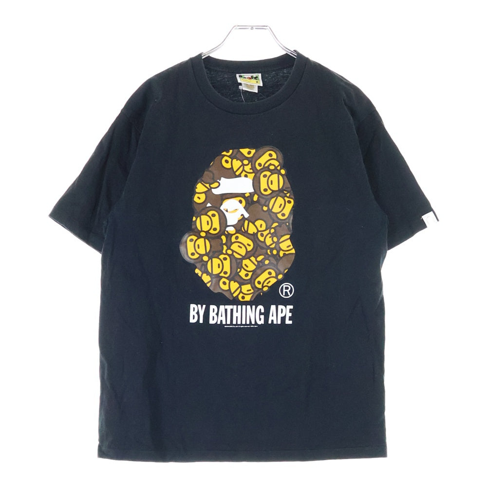 A BATHING APE(アベイシングエイプ) BY BATHING APE ベイビー マイロ フロントロゴデザイン クルーネック カットソー 半袖Tシャツ ブラック