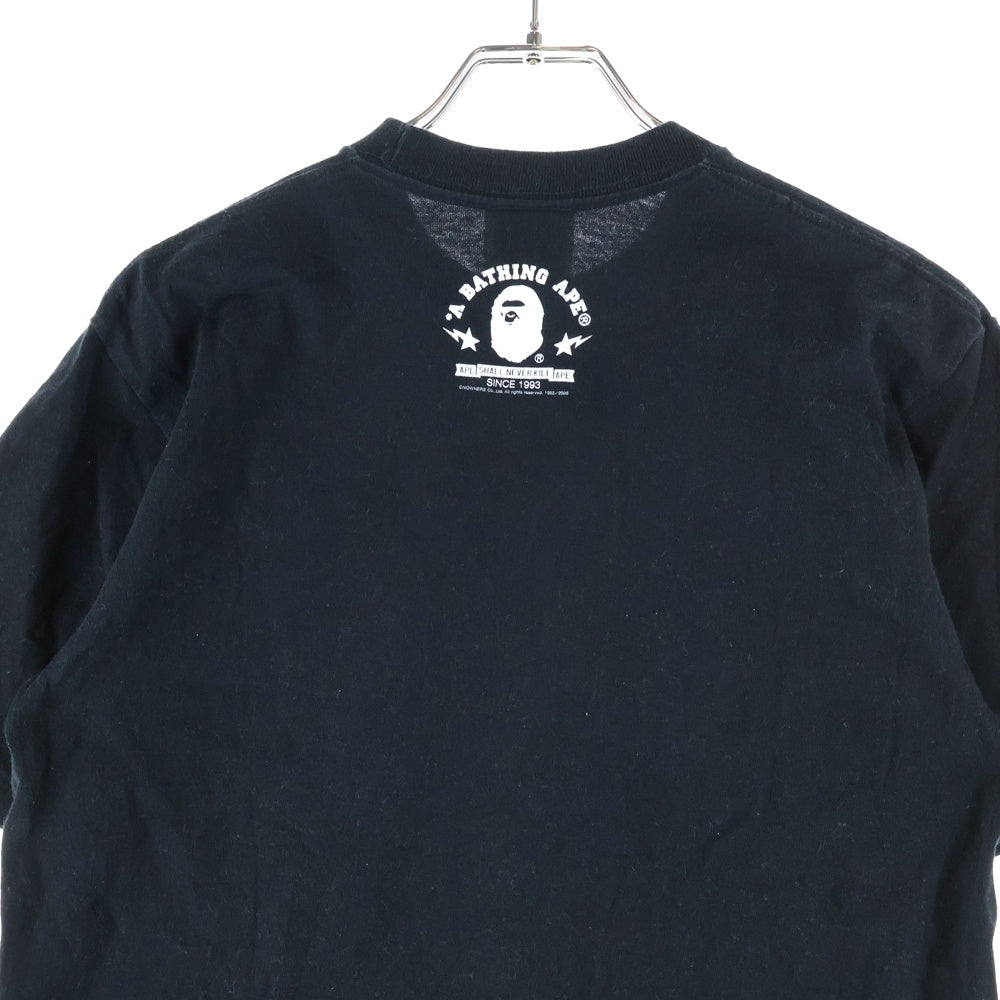 A BATHING APE(アベイシングエイプ) APE SHALL NEVER KILL APE シャル ネバー キル フロントロゴデザイン クルーネック カットソー 半袖Tシャツ ブラック
