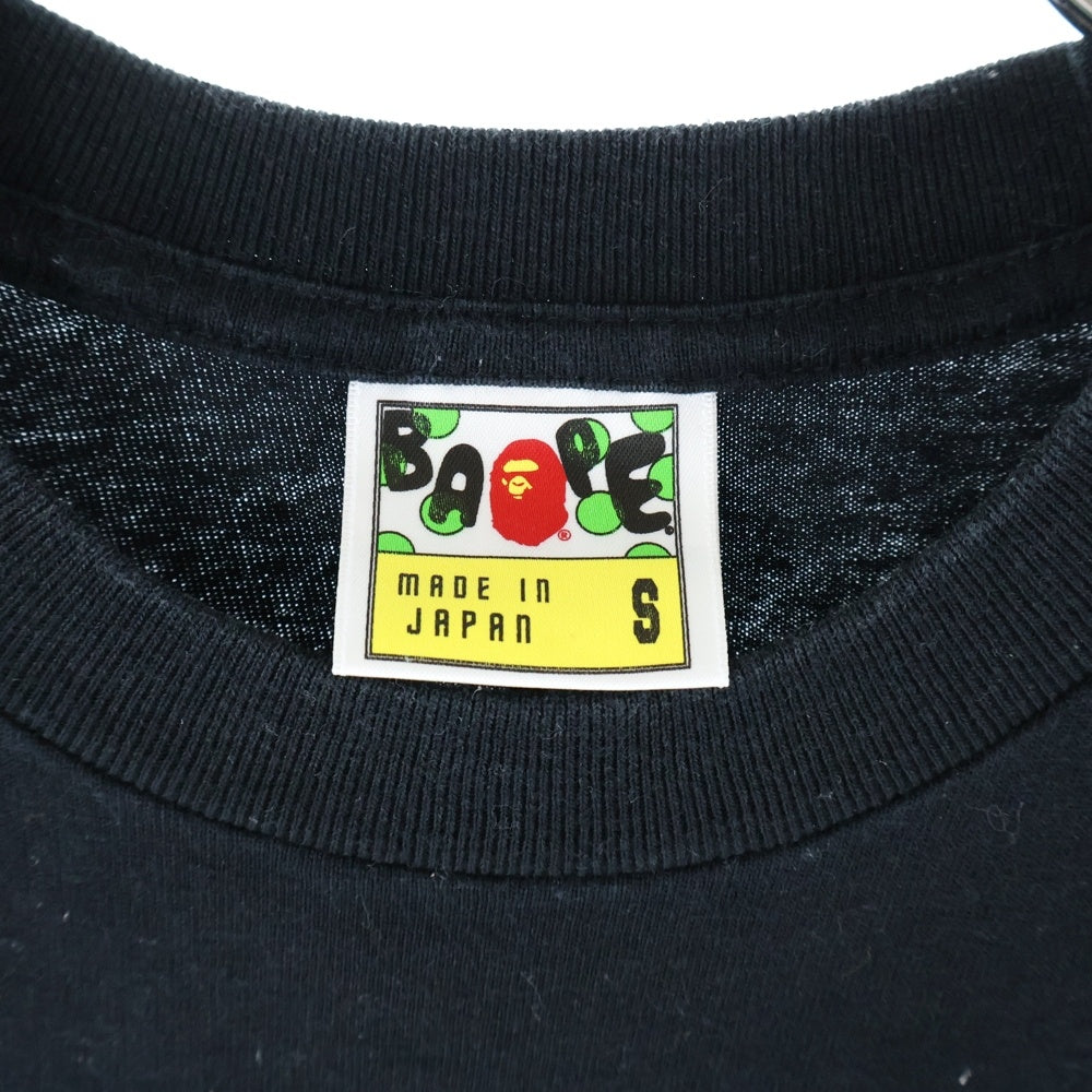 A BATHING APE(アベイシングエイプ) APE SHALL NEVER KILL APE シャル ネバー キル フロントロゴデザイン クルーネック カットソー 半袖Tシャツ ブラック