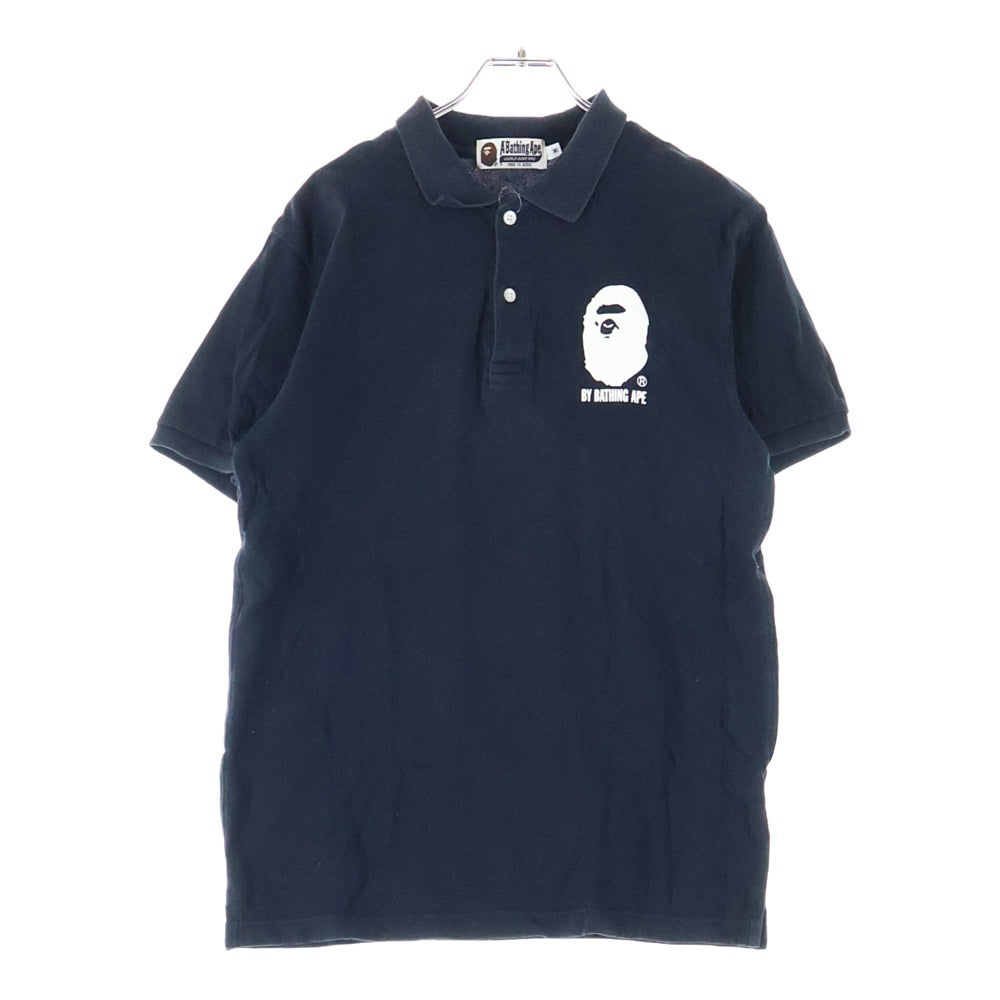 A BATHING APE(アベイシングエイプ) 胸ロゴデザイン カットソー 半袖 ポロシャツ ブラック
