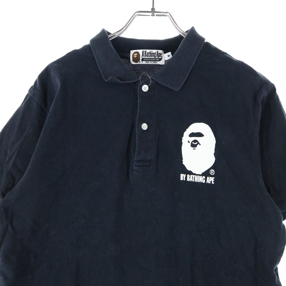 A BATHING APE(アベイシングエイプ) 胸ロゴデザイン カットソー 半袖 ポロシャツ ブラック
