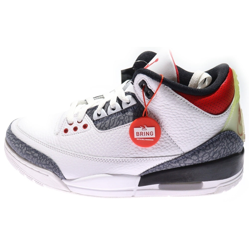 NIKE(ナイキ) AIR JORDAN 3 RETRO SE-T CO JP FIRE RED DENIM エアジョーダン3 レトロ ファイヤー レッド デニム ハイカットスニーカー ホワイト US9/27cm CZ6433-100