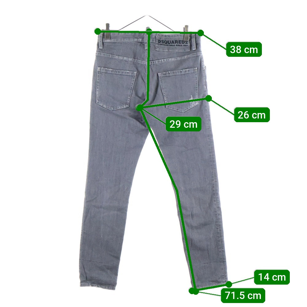 DSQUARED2(ディースクエアード) 20AW ボタンフライ ダメージ ストレート スキニー スリム デニムパンツ グレー S74LB0786