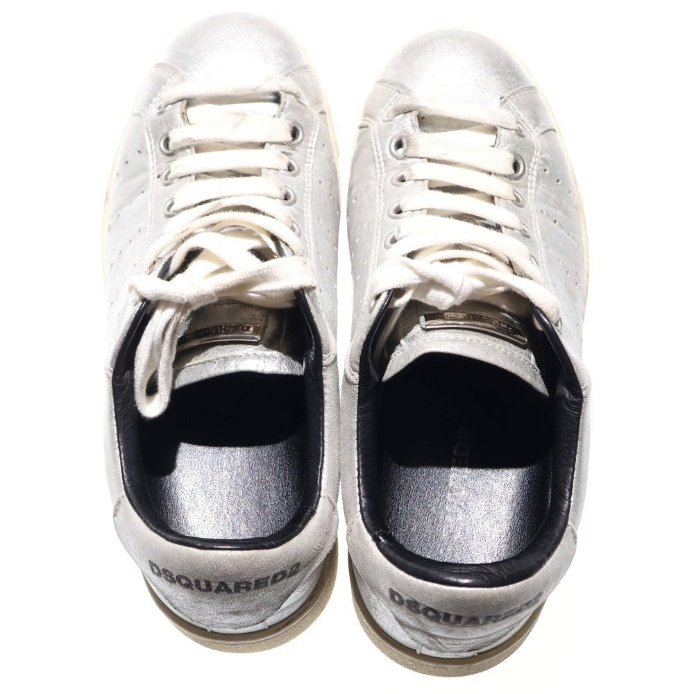 DSQUARED2(ディースクエアード) レースアップ メタリック ローカットスニーカー シルバー