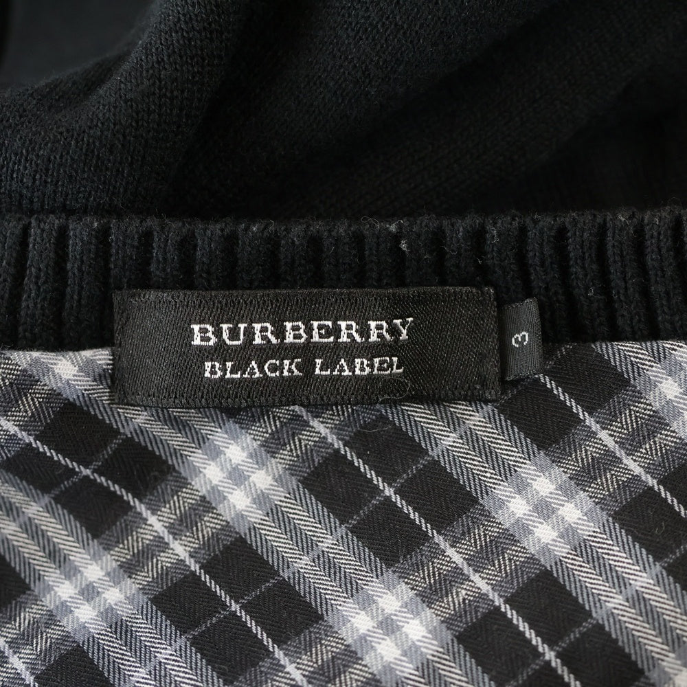 BURBERRY BLACK LABEL(バーバリー ブラックレーベル) 胸エンブロイダリーデザイン 5B ニット カーディガン ブラック D1N62-312-09
