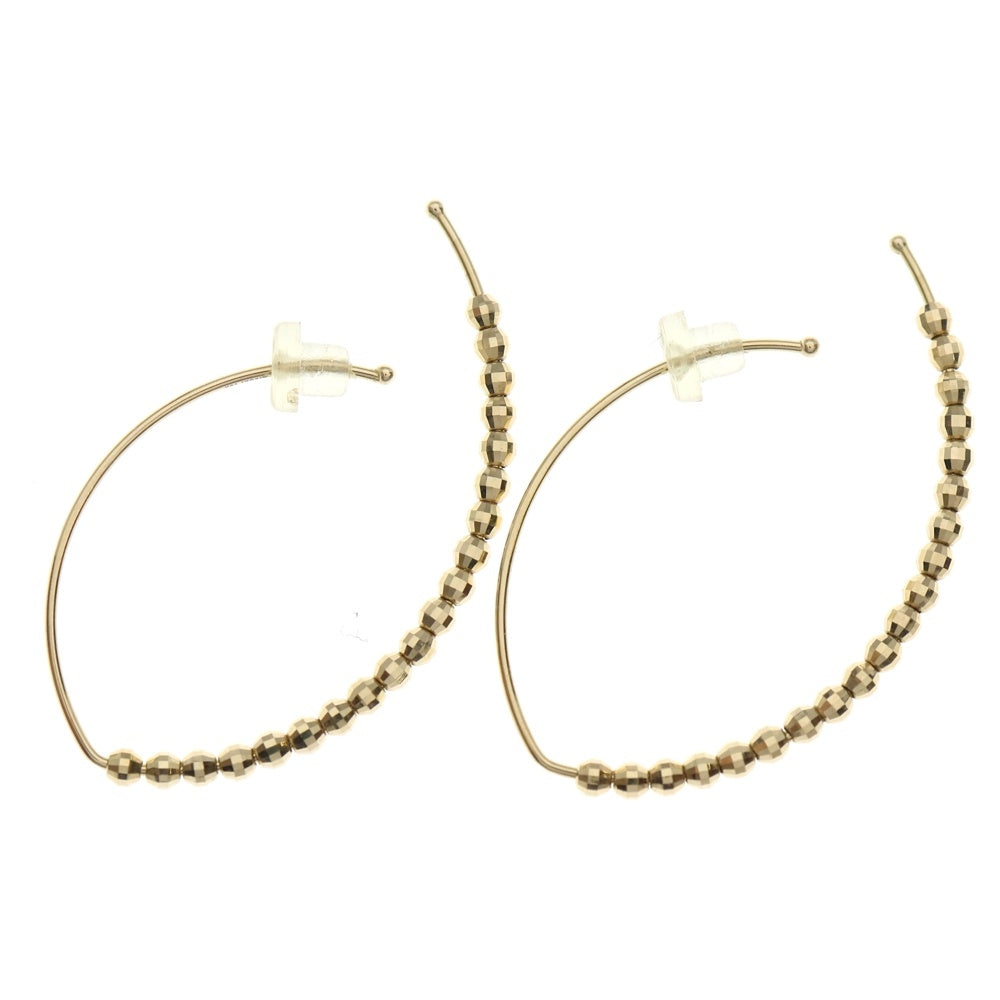 MIZUKI(ミズキ) 14KYG バナナフープ カットビーズ ピアス イエローゴールド レディース