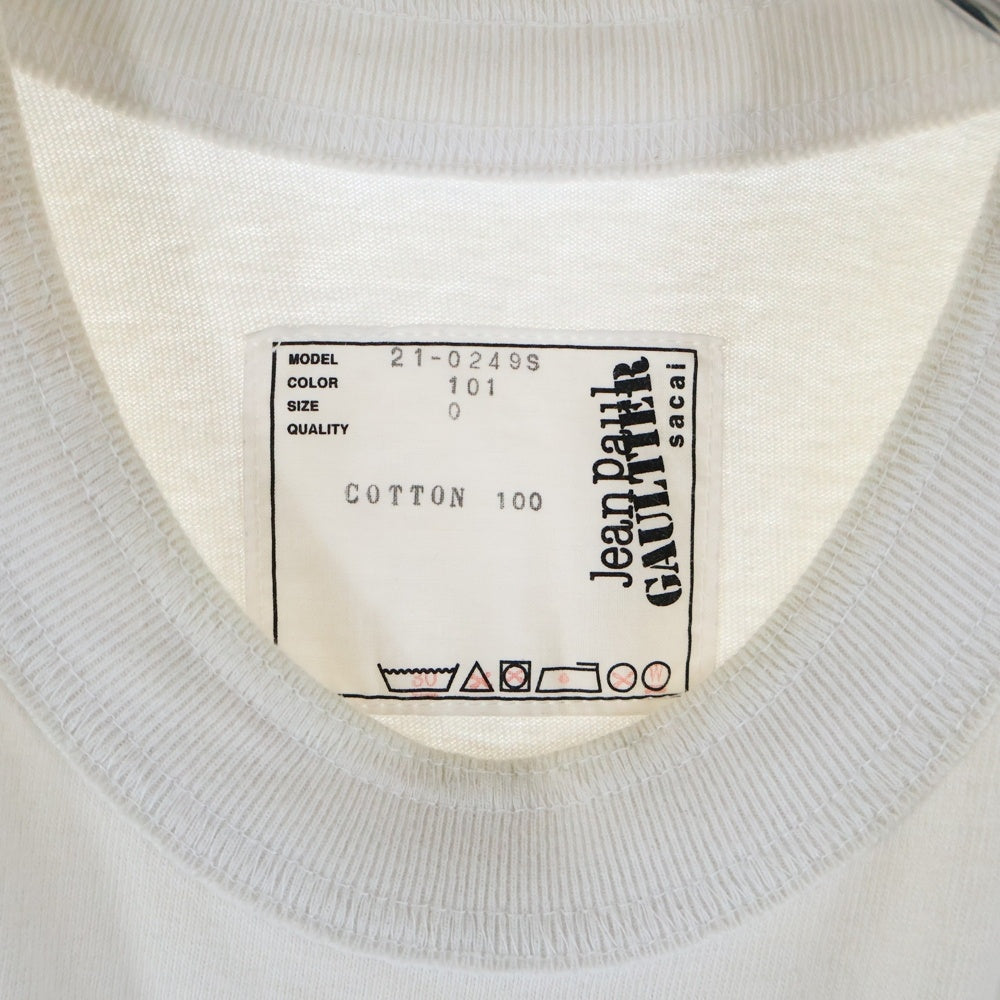Sacai(サカイ) 21AW × Jean Paul GAULTIER Enfants Terribles Print T-Shirt アンファン テリブル プリント 半袖カットソー Tシャツ ホワイト 21‐0249S