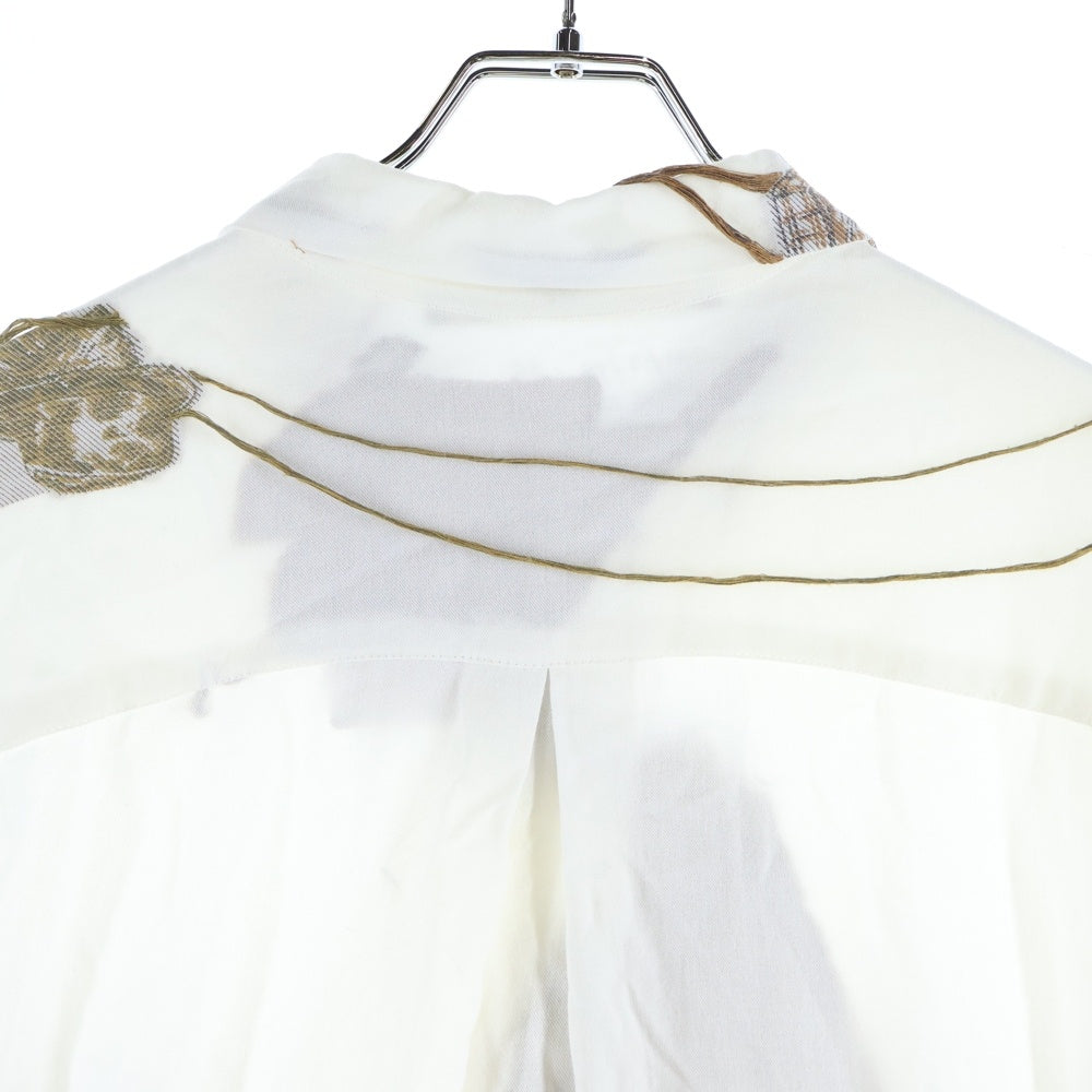 ARCHIVIO J.M.RIBOT(アルキビオジェイエムリボット) 23SS パッチワーク加工 デザインプリント 長袖ボタンシャツ ホワイト SH07/TR