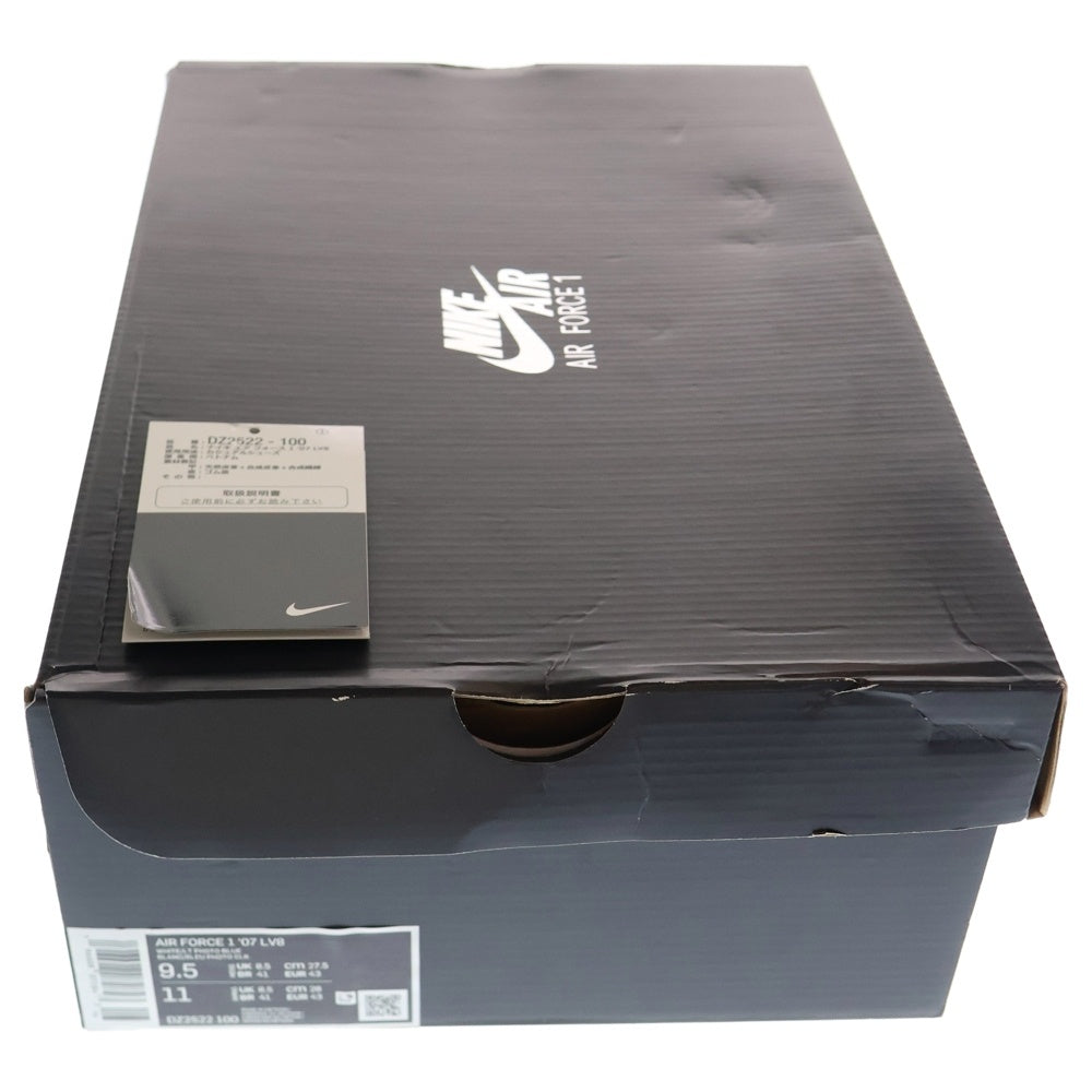 NIKE(ナイキ) AIR FORCE 1 07 LV8 LIGHT PHOTO BLUE エア フォース 1 ライトフォト ローカット スニーカー ホワイト/ブルー US9.5/27.5cm DZ2522-100