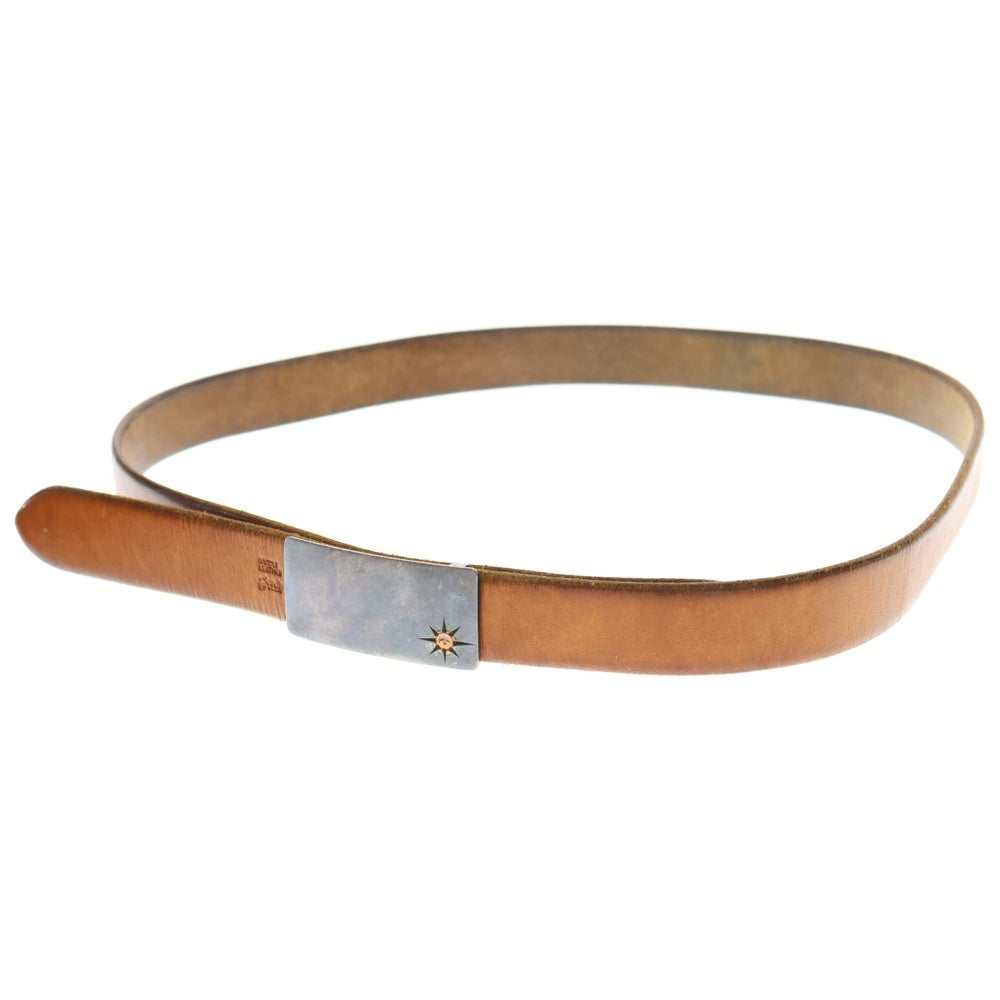 goro's(ゴローズ) 3cm固定式印台ずれ角バックルレザーベルト シルバー