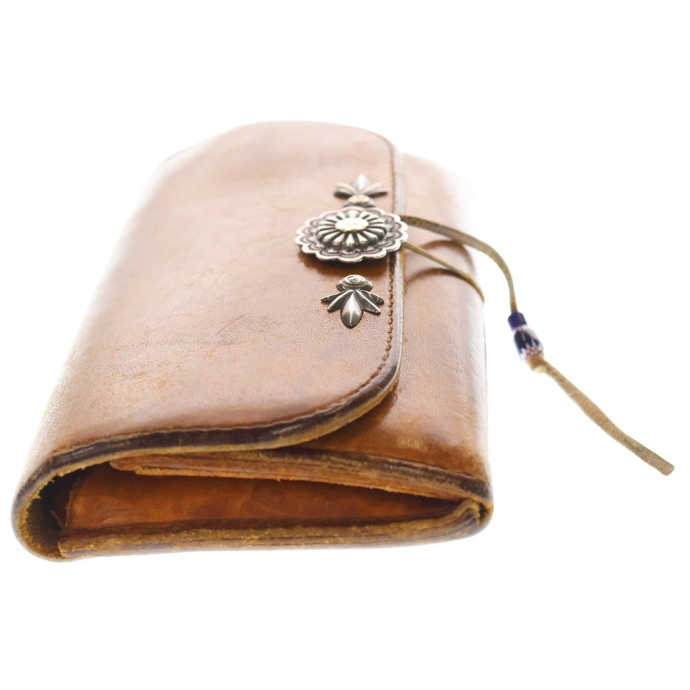 goro's(ゴローズ) K18付きフラワーコンチョ 三つ折り長財布 レザーウォレット ブラウン