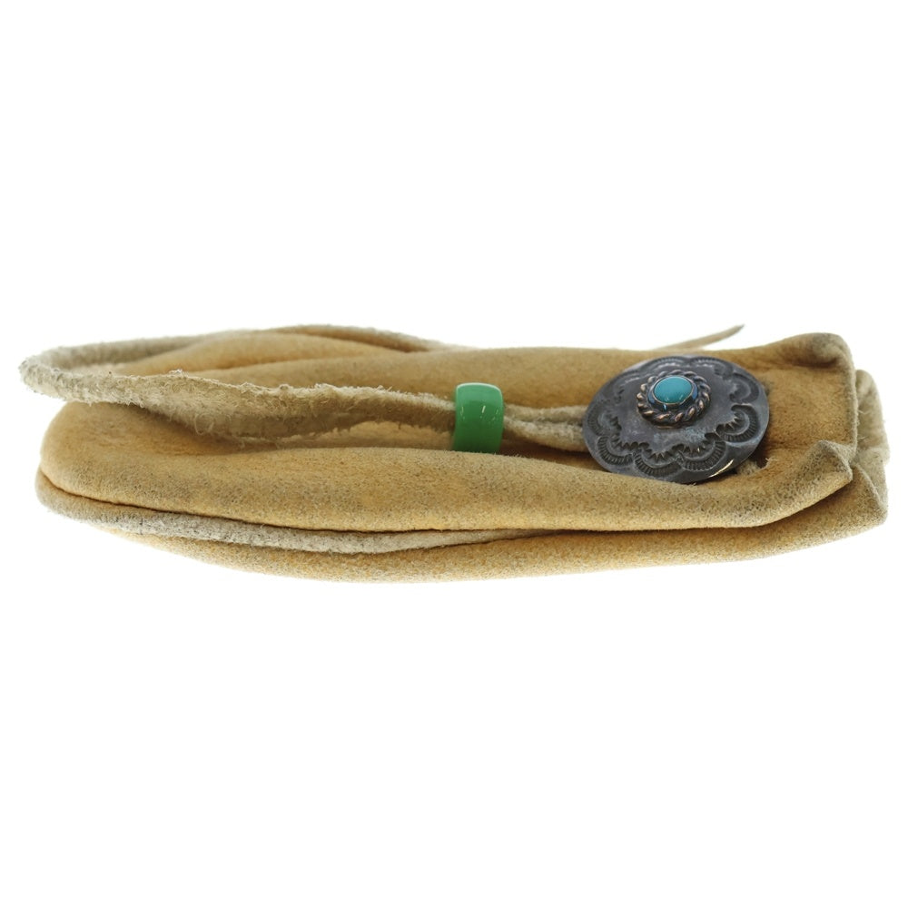 goro's(ゴローズ) 金縄ターコイズ付きコンチョ 巾着ポーチ ベージュ