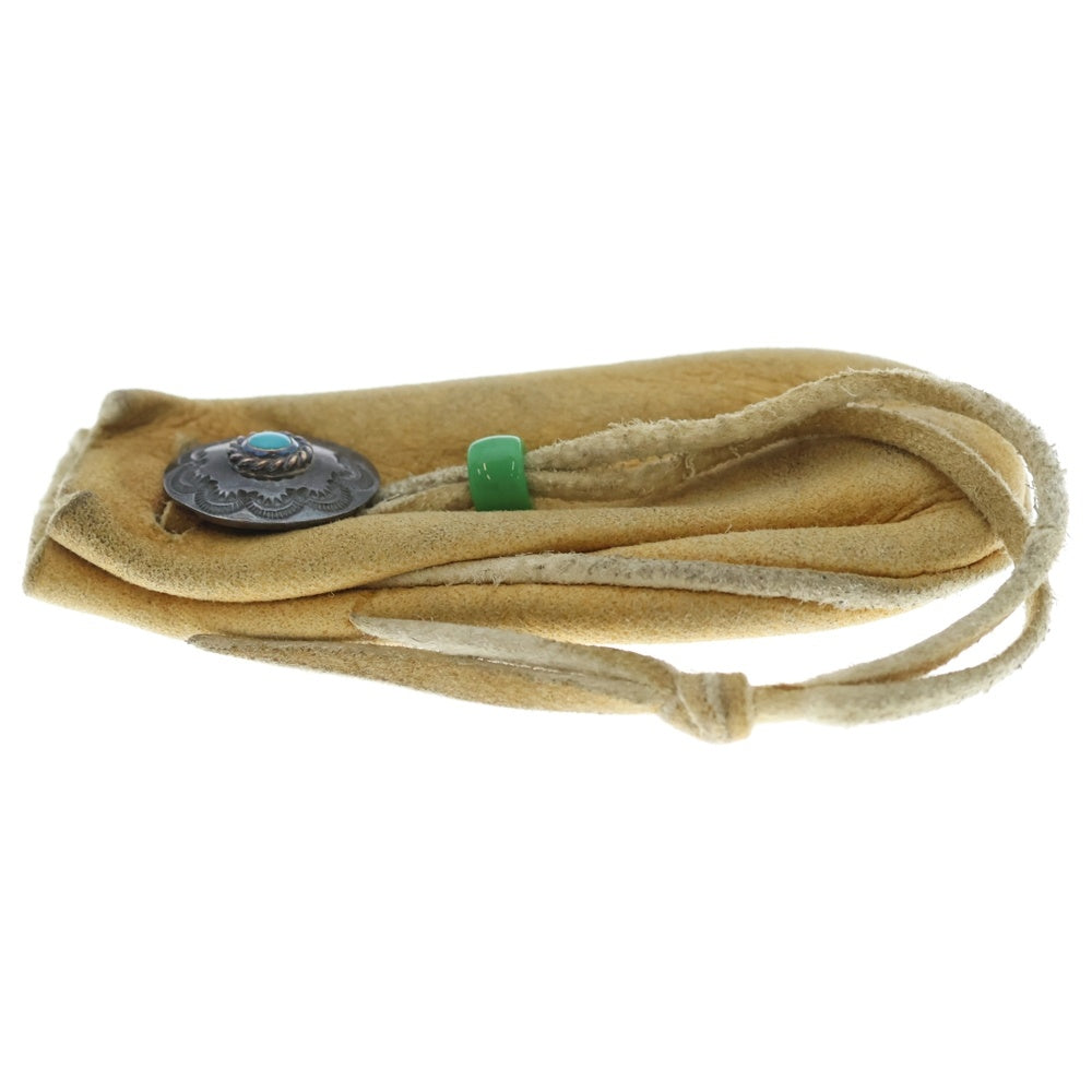 goro's(ゴローズ) 金縄ターコイズ付きコンチョ 巾着ポーチ ベージュ