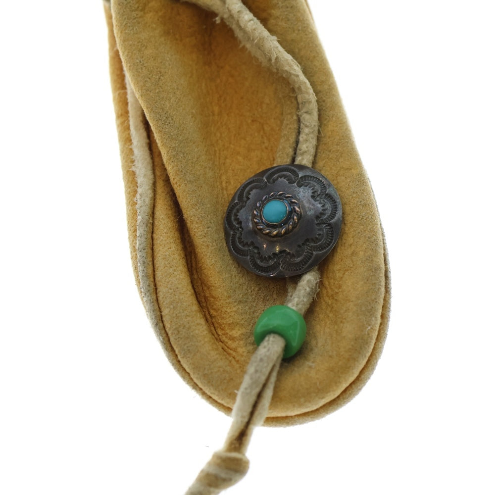 goro's(ゴローズ) 金縄ターコイズ付きコンチョ 巾着ポーチ ベージュ