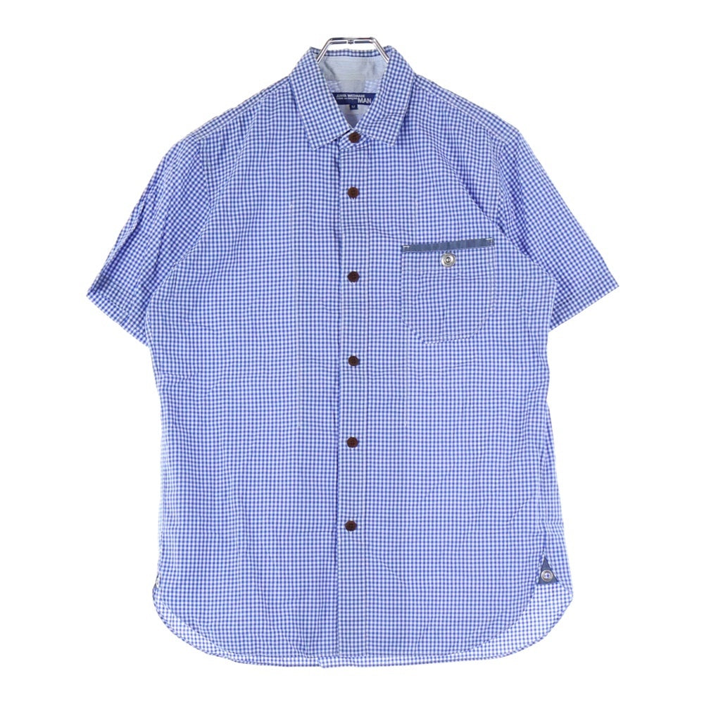 COMME des GARCONS JUNYA WATANABE MAN(コムデギャルソンジュンヤワタナベマン) 14SS AD2013 スナップボタンポケット チェック 半袖 シャツ ブルー WM‐B024
