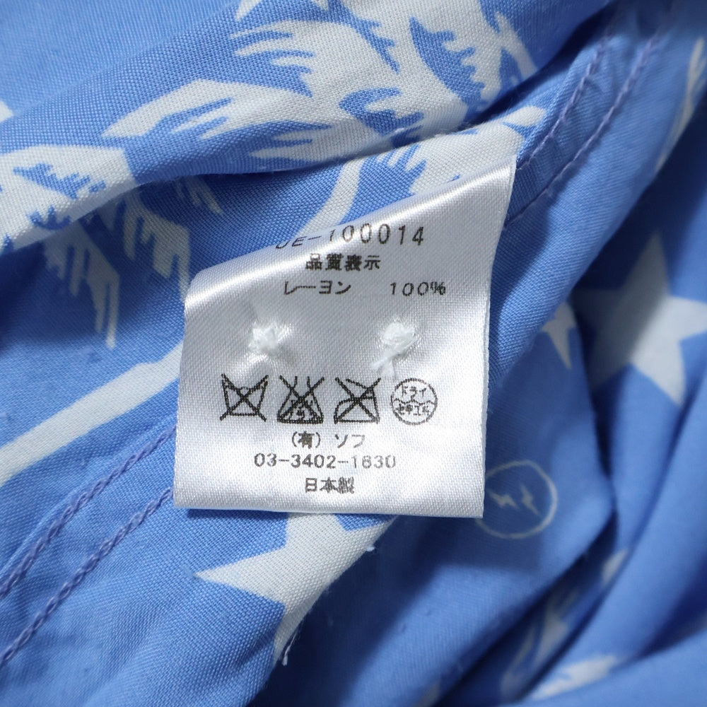 UNIFORM EXPERIMENT(ユニフォームエクスペリメント) S/S PERM TREE OPEN COLLAR SHIRT レーヨン パームツリー オープンカラー 半袖 シャツ ブルー UE‐100014