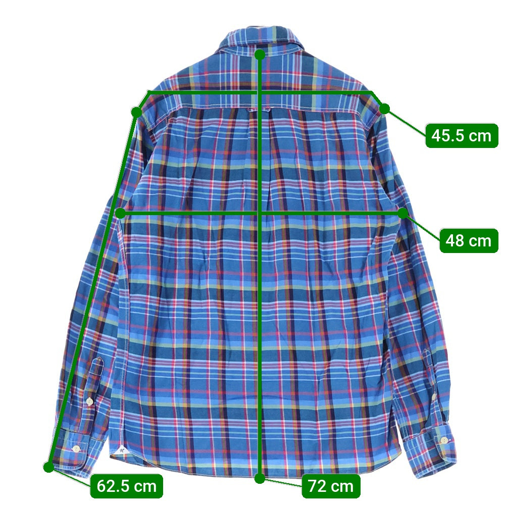 MAISON KITSUNE(メゾンキツネ) ダブルポケット チェック 長袖 シャツ ブルー