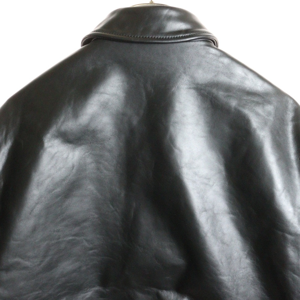 BEAMS+(ビームスプラス) ミリタリー レザー ブルゾン ジャケット ブラック 38‐18‐0018