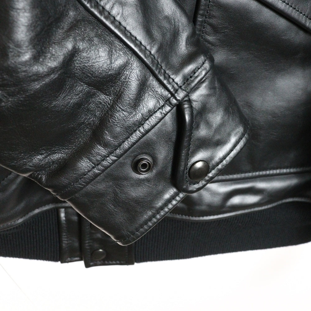 BEAMS+(ビームスプラス) ミリタリー レザー ブルゾン ジャケット ブラック 38‐18‐0018