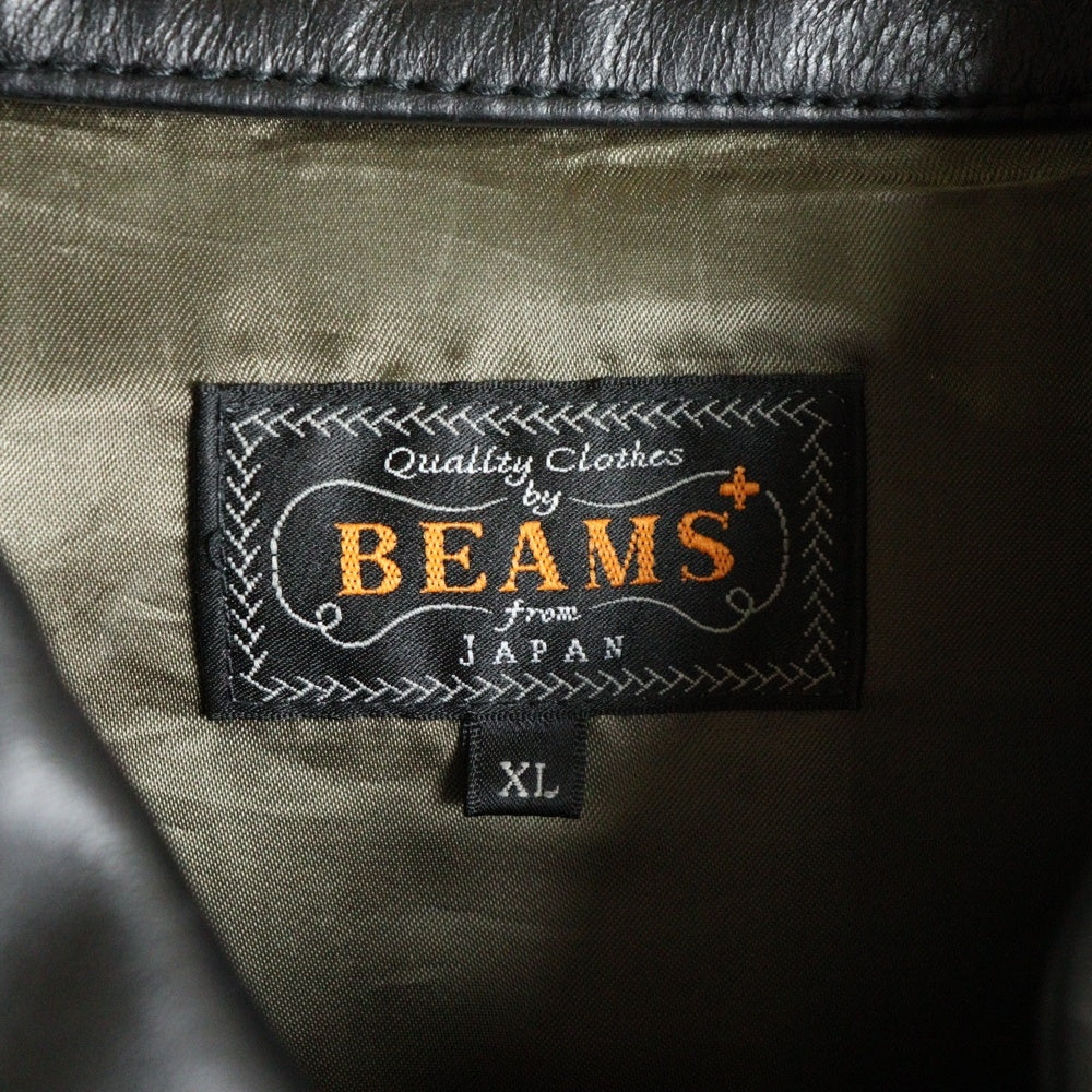 BEAMS+(ビームスプラス) ミリタリー レザー ブルゾン ジャケット ブラック 38‐18‐0018