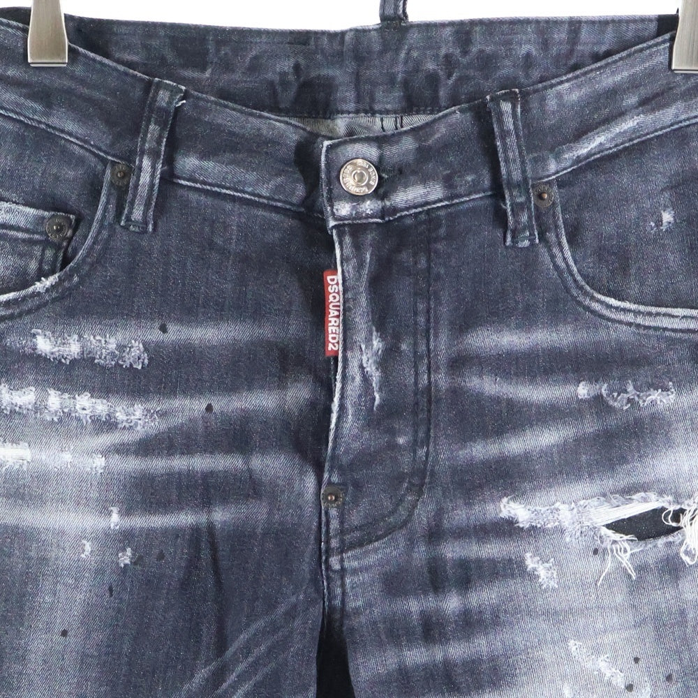 DSQUARED2(ディースクエアード) SUPER TWINKY JEAN スーパーツインキージーン クラッシュ加工スキニーデニムパンツ ブラック S74LB1035S30503