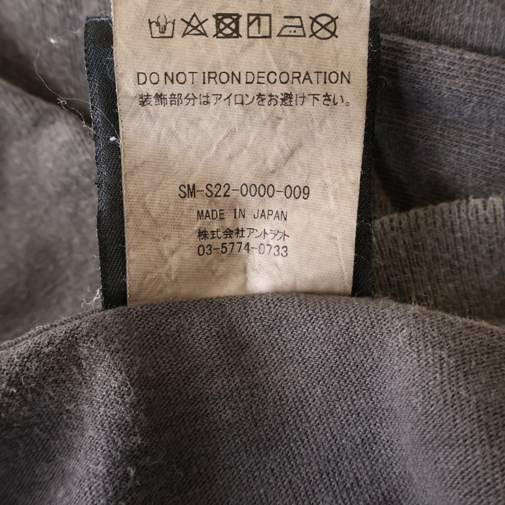 SAINT MICHAEL(セントマイケル) 22SS TEE ANCHOR アンカープリント クルーネック半袖Tシャツカットソー チャコールグレー SM-S22-0000-009