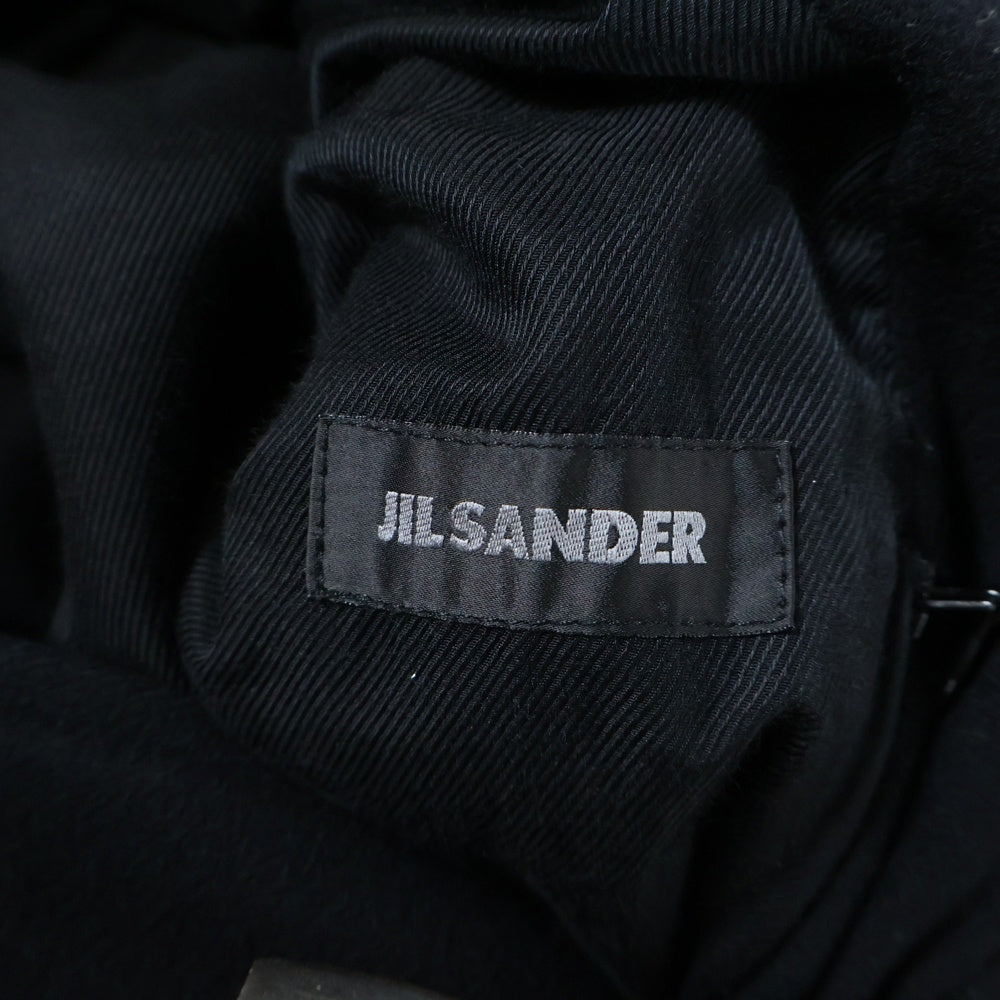 JIL SANDER(ジルサンダー) スナップボタン フーデッド メルトンウール シングルコート ジャケット ネイビー