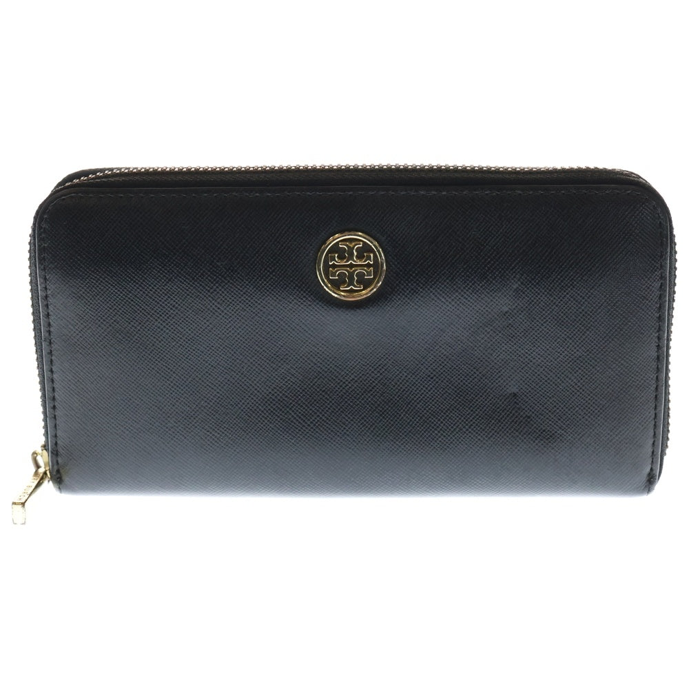TORY BURCH(トリー バーチ) ロゴデザインプレート レザー ロングウォレット 長財布 ブラック