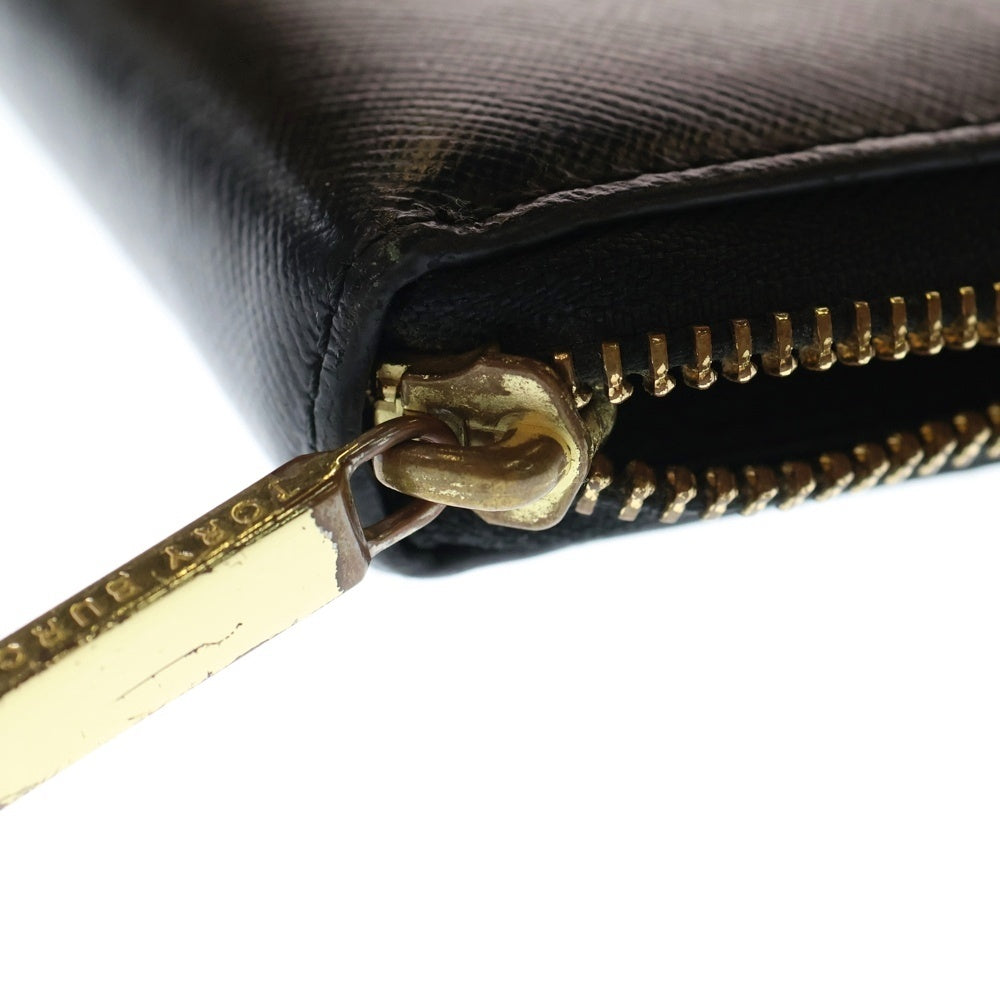 TORY BURCH(トリー バーチ) ロゴデザインプレート レザー ロングウォレット 長財布 ブラック