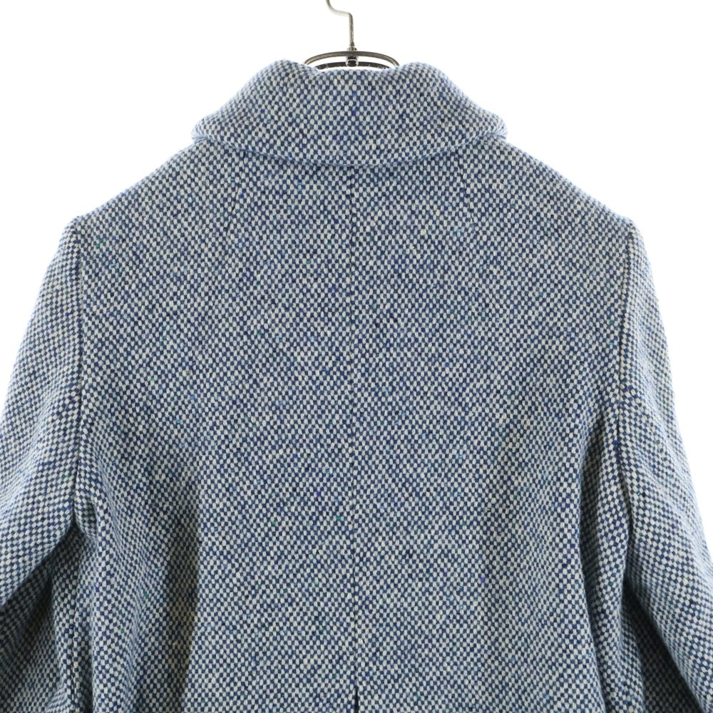 MARC BY MARC JACOBS(マーク バイ マーク ジェイコブス) 4B ダブルポケット チェック柄 ウール ステンカラーコート ホワイト/ブルー 6788110E