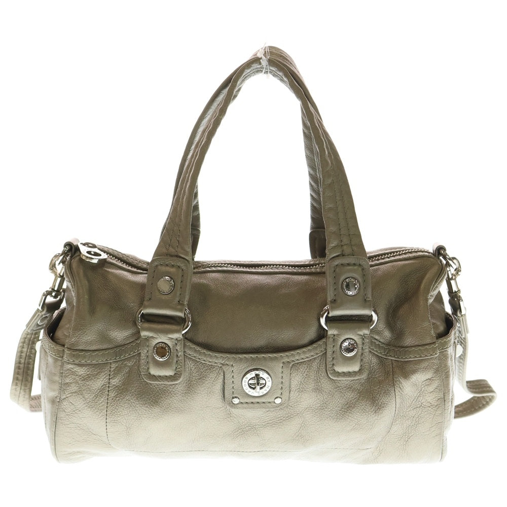 MARC BY MARC JACOBS(マーク バイ マーク ジェイコブス) ロゴデザインターンロック マルチポケット ハンドバッグ ゴールド