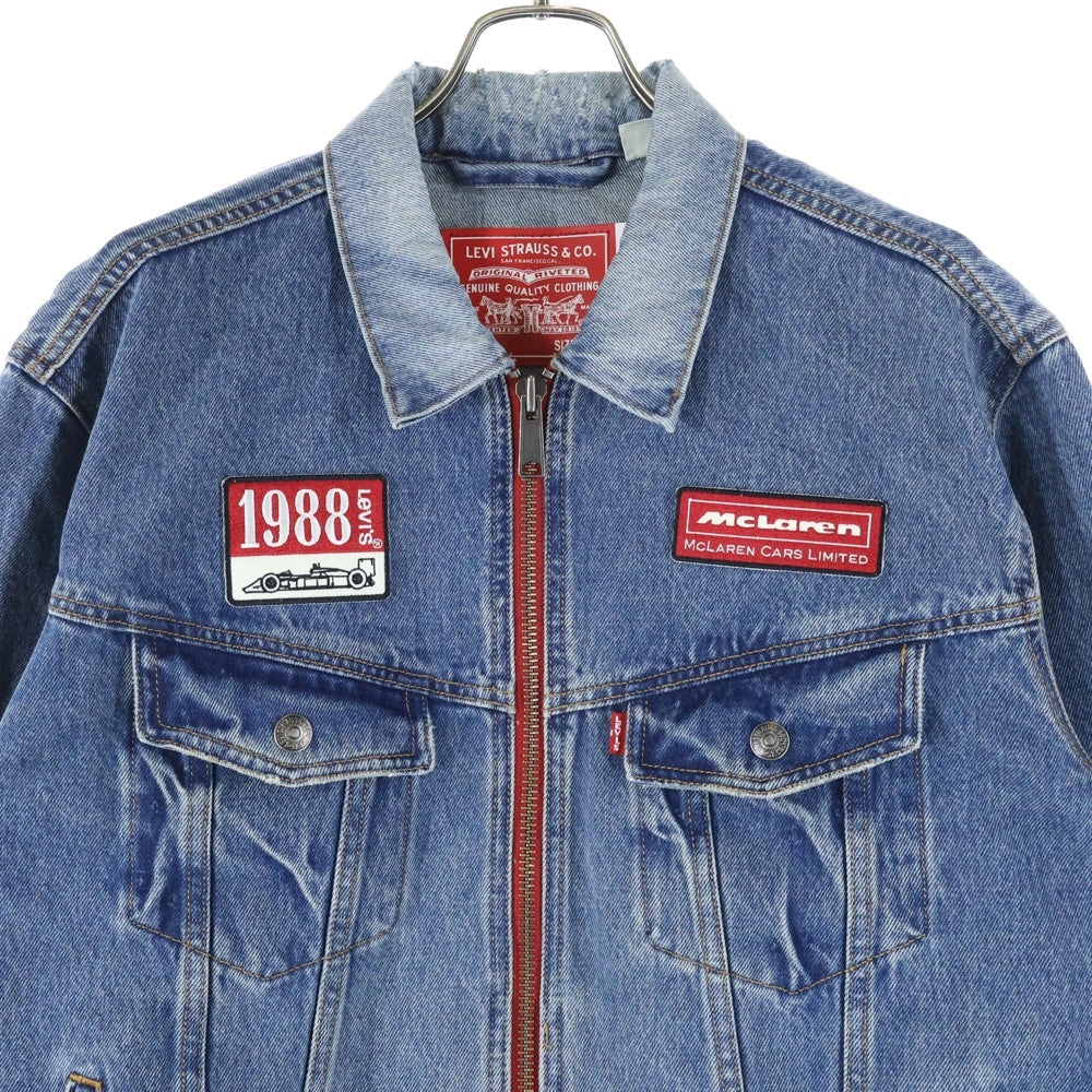 Levi's(リーバイス) ×MCLAREN RACING マクラーレン レーシング パッチデザイン ジップアップ デニムトラッカージャケット インディゴ/レッド A8990-0000