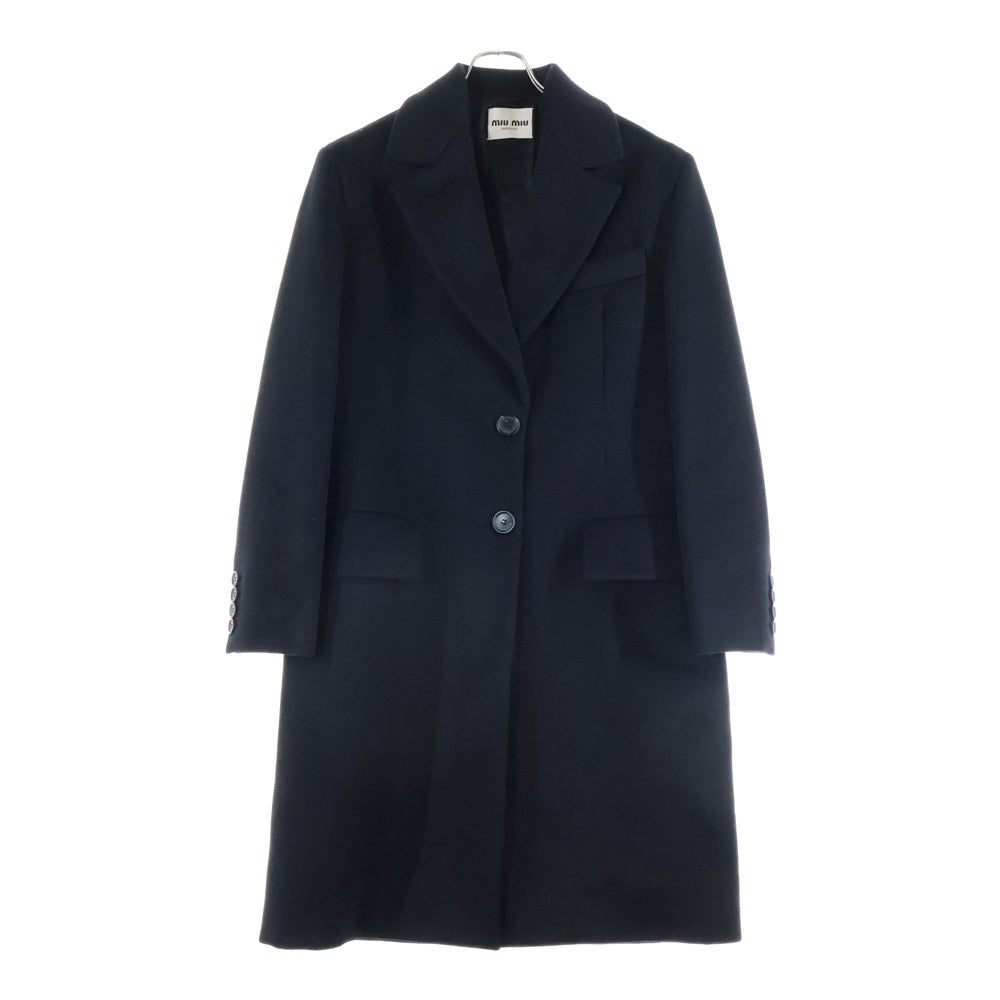 miumiu(ミュウミュウ) BLACK SINGLE BREASTED COAT シングルブレスト ウールコート ジャケット ブラック MS1987